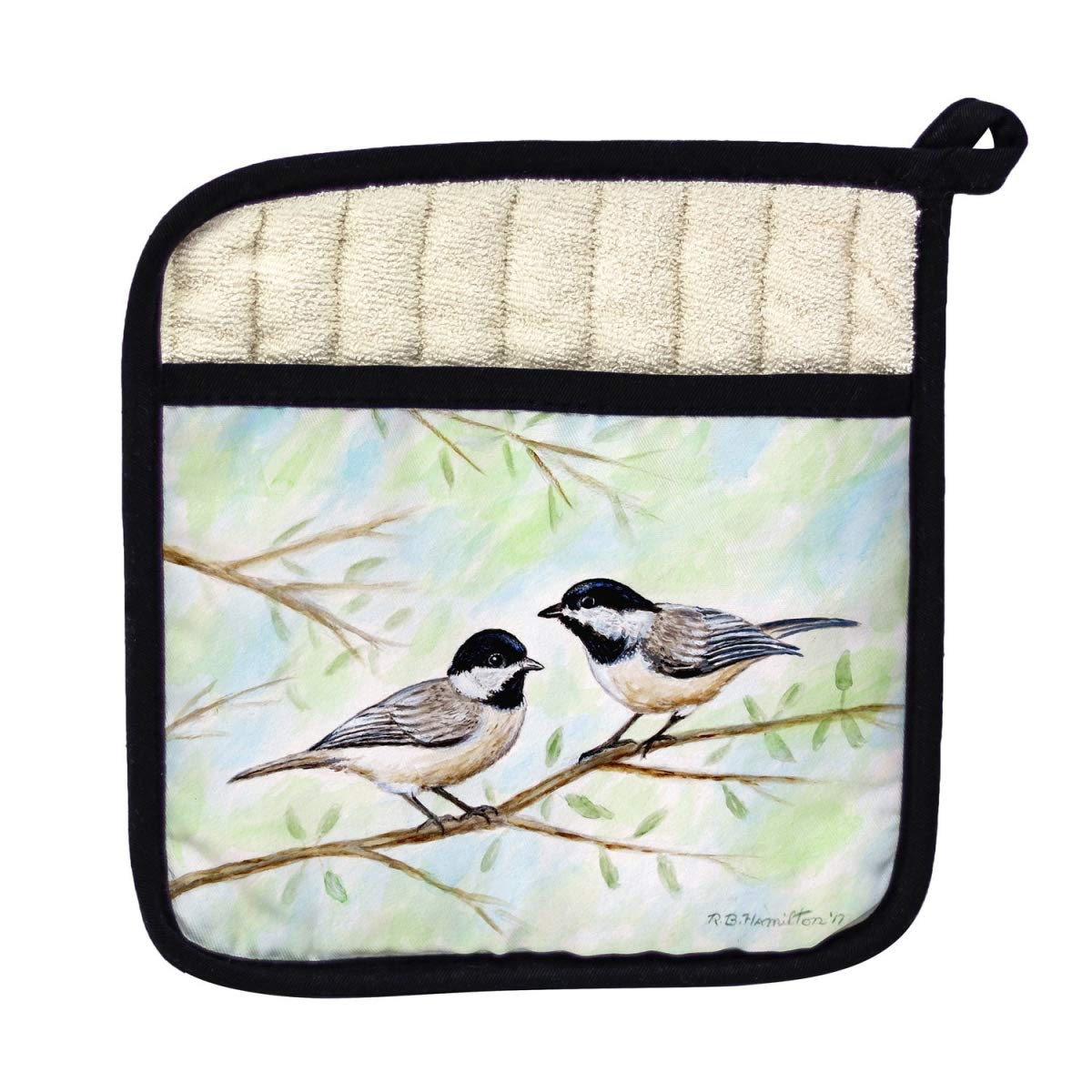 Betsy Drake PT638 Dicks Chickadees Pot Holder - Heat Resistant Oven Mitts for Kitchen Baking, Cooking & Grilling - Perfect Holiday Gift for Home Chefs