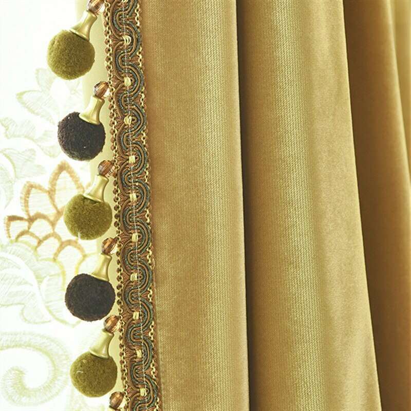 Luxury Gold Velvet Thermal Insulated Curtains - Yellow Gold | Energy Efficient Blackout Drapes for Living Room & Bedroom | Noise Reducing & Temperature Control Window Treatments