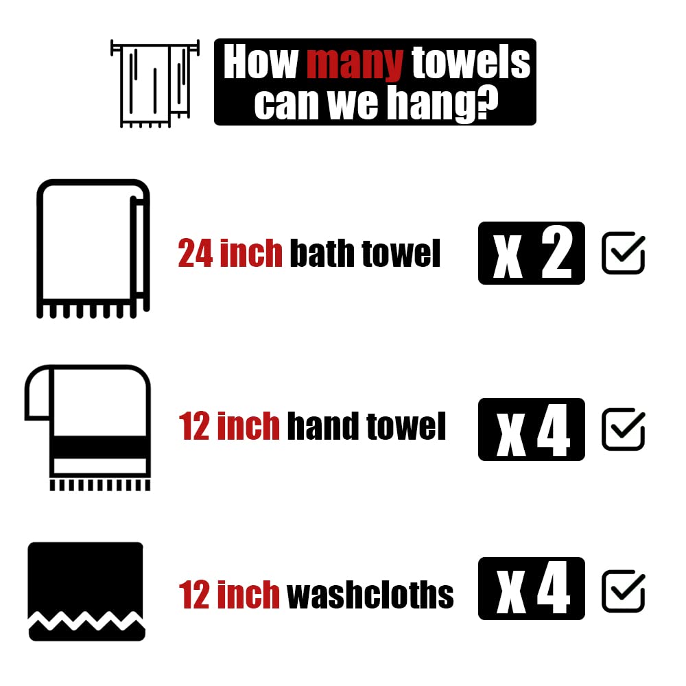 24 Inch Brass Gold Bath Towel Rack - JQK Double Towel Bar for Bathroom, 304 Stainless Steel Thickened 0.8mm Wall Mount Towel Holder in Brushed Gold (27.16 Inch Total Length, Model TB100L24-BG) - Perfect for Spa, Hotel, and Home Bathroom Decor