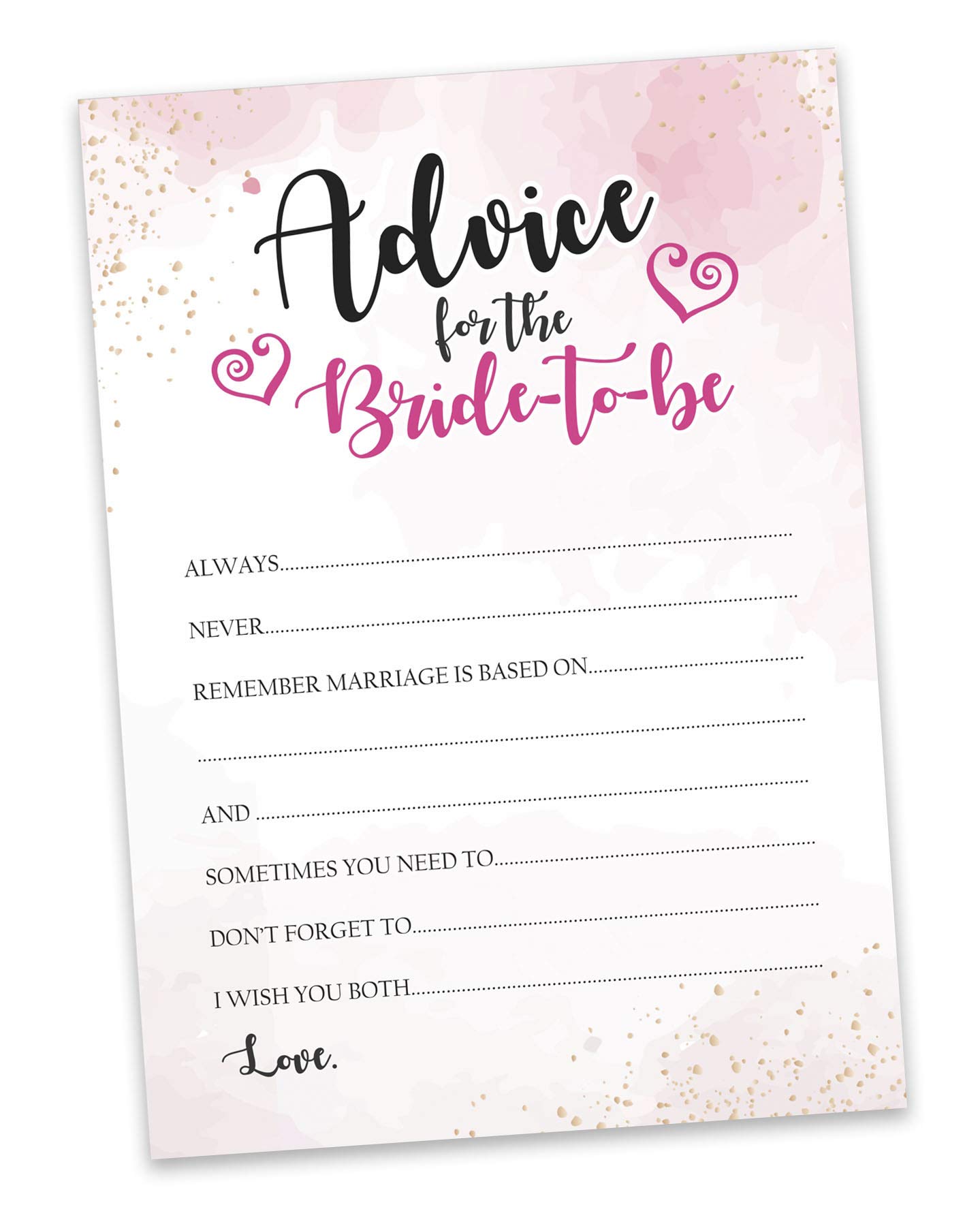 50 Watercolor Splash Bridal Shower Cards Set - Fun Wedding Activity Game for Bridesmaids & Guests - Perfect for Bachelorette Parties & Wedding Showers