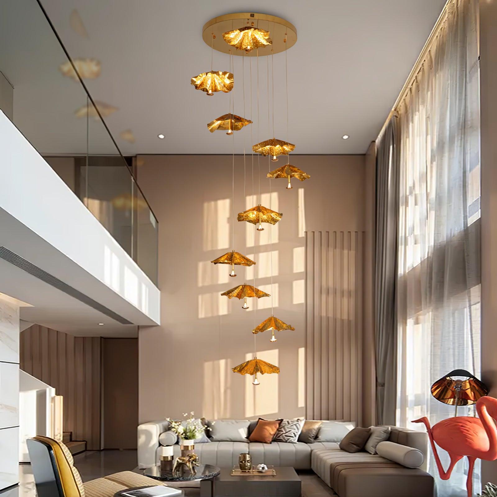 Livra Leaf Chandelier - Modern Crystal Ceiling Light Fixture for Dining Room, Living Room & Bedroom | Elegant Home Decor Lighting | Energy Efficient LED Leaf Design Pendant Lamp