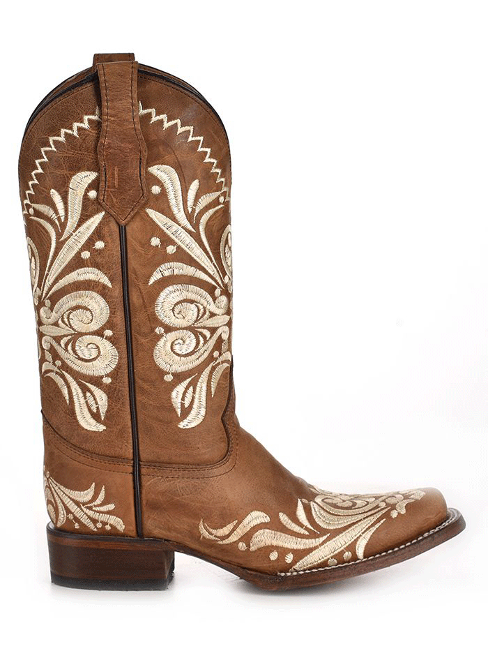 Circle G L5409 Women's Western Embroidery Square Toe Cowgirl Boots in Tan - Perfect for Rodeo, Country Dancing & Casual Wear