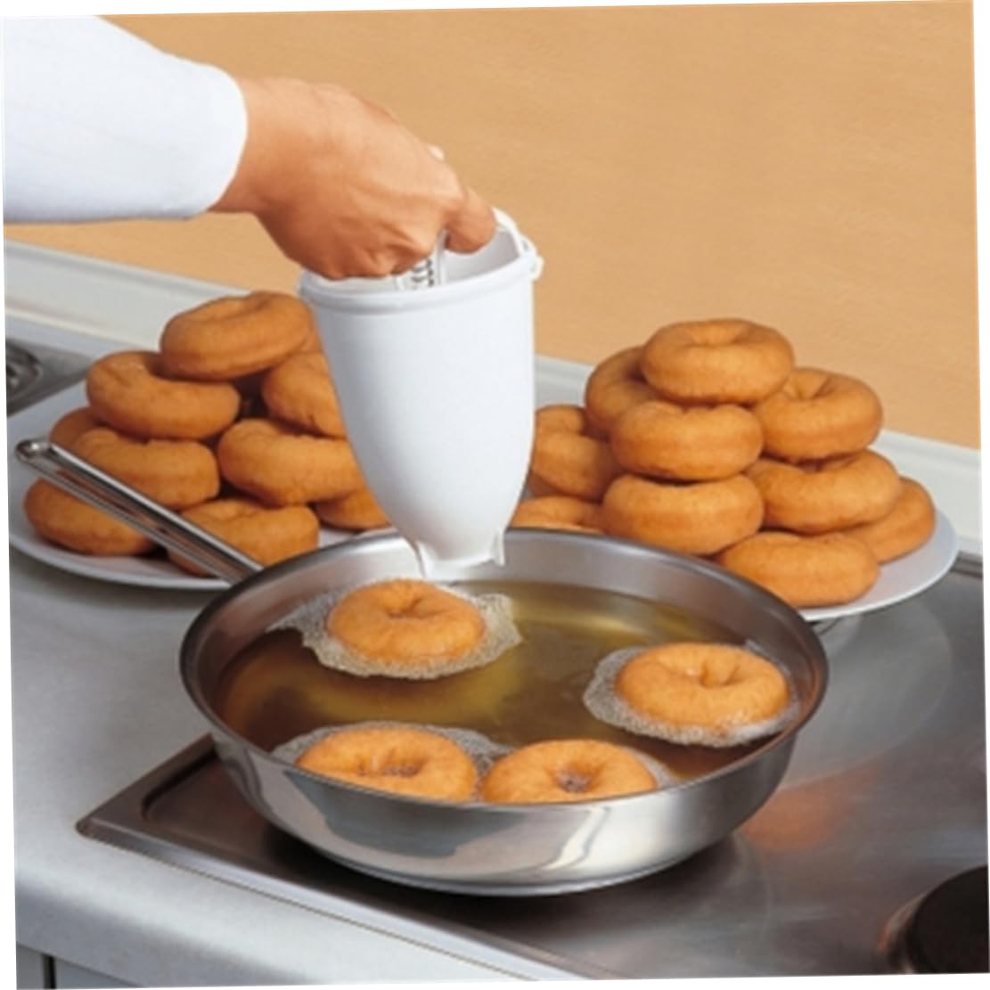 Non-Stick Plastic Donut Maker - Manual Doughnut Baking Machine with 6-Cavity Mold, DIY Homemade Donut Kit for Home Bakeries & Party Treats - Perfect for Breakfast, Desserts, and Kids' Baking Activities