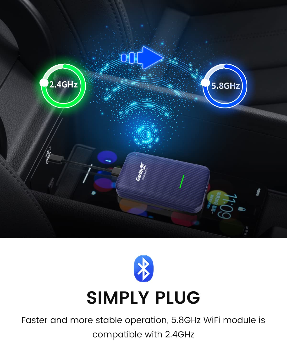Carlinkit 4.0 Wireless CarPlay & Android Auto Adapter (2025) - Plug & Play 2-in-1 Dongle for All OEM Factory CarPlay Cars - Fast Auto Connection - Perfect for Commuting, Road Trips & Hands-Free Driving