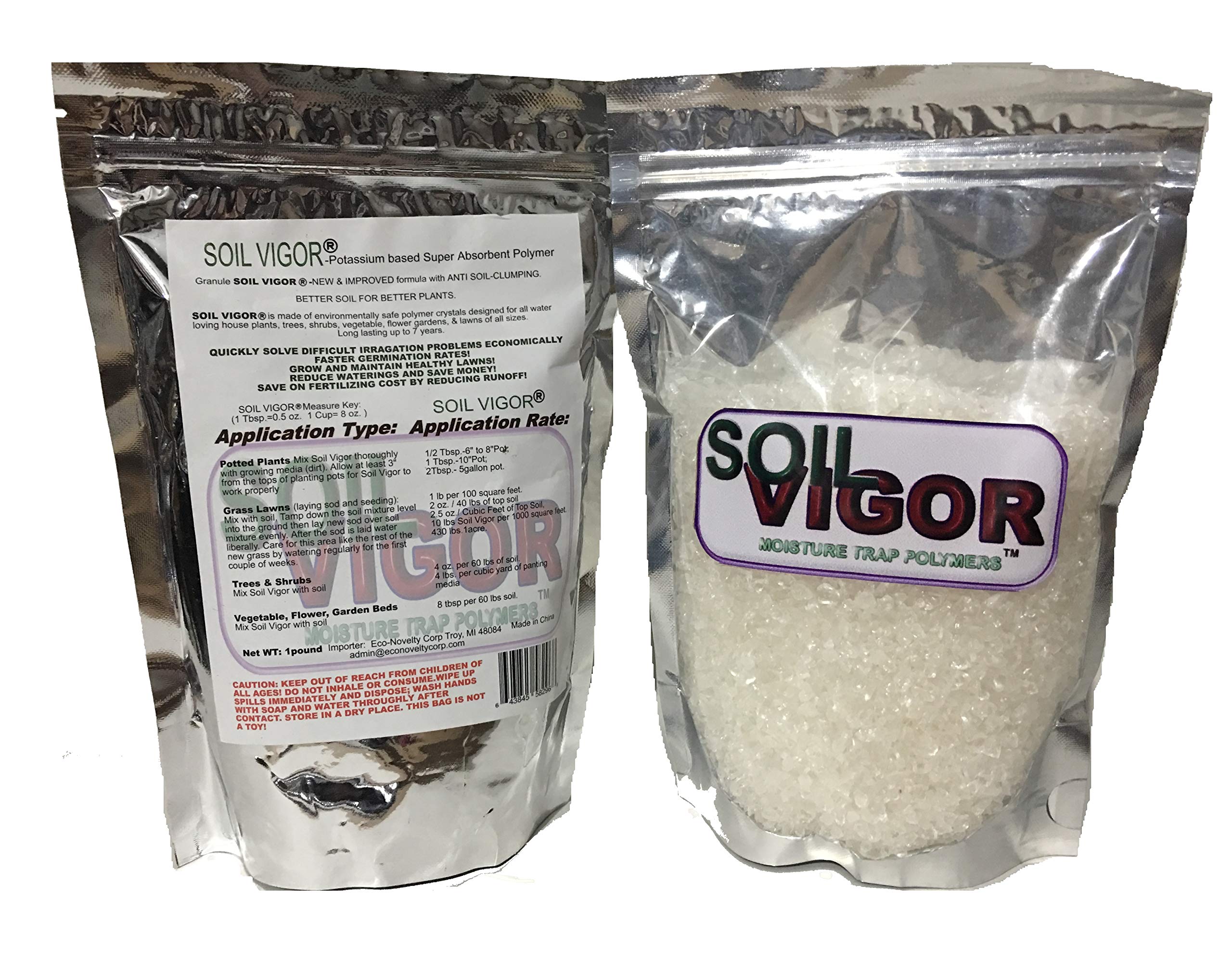 2 Pounds Water Absorbing Crystal Polymer Soil - Moisture Retention Beads for Plants, Flowers, Vegetables - Ideal for Indoor/Outdoor Gardening & Drought Conditions