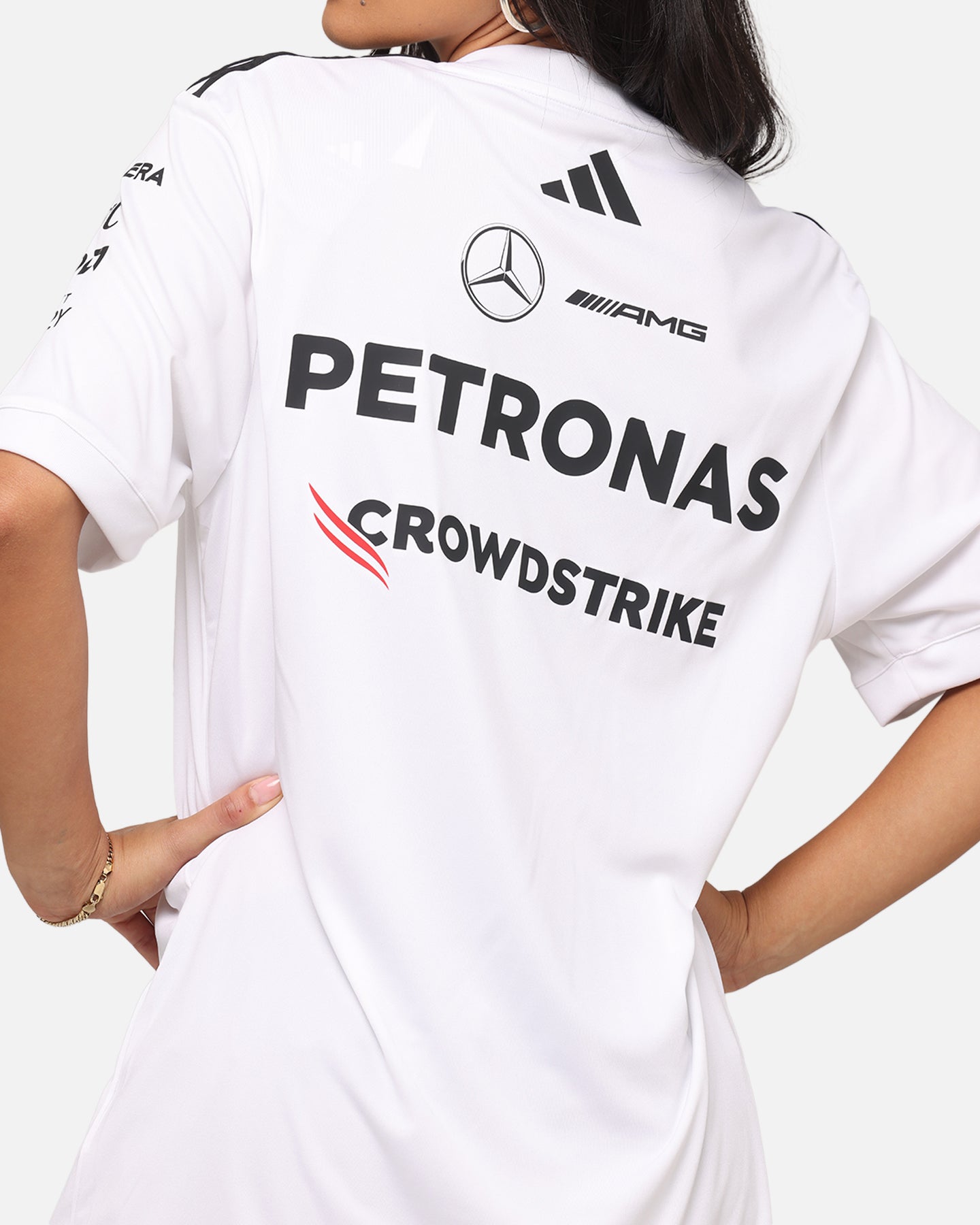 Adidas x Mercedes AMG Petronas Formula One F1 2025 Team Driver T-Shirt - White - Official Motorsport Fanwear for Racing Enthusiasts