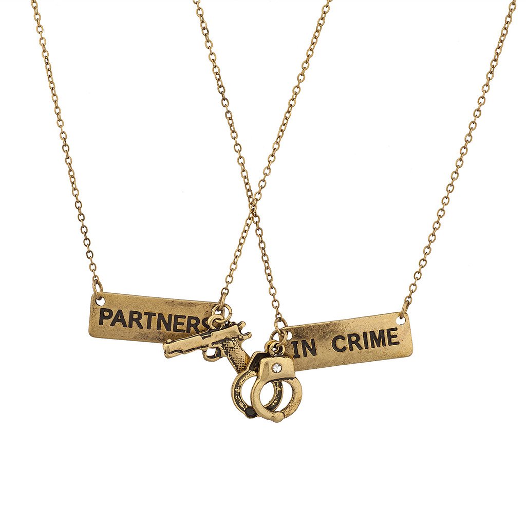Best Friends Forever Matching Necklace Set - Handcuff BFF Jewelry for Couples & Besties