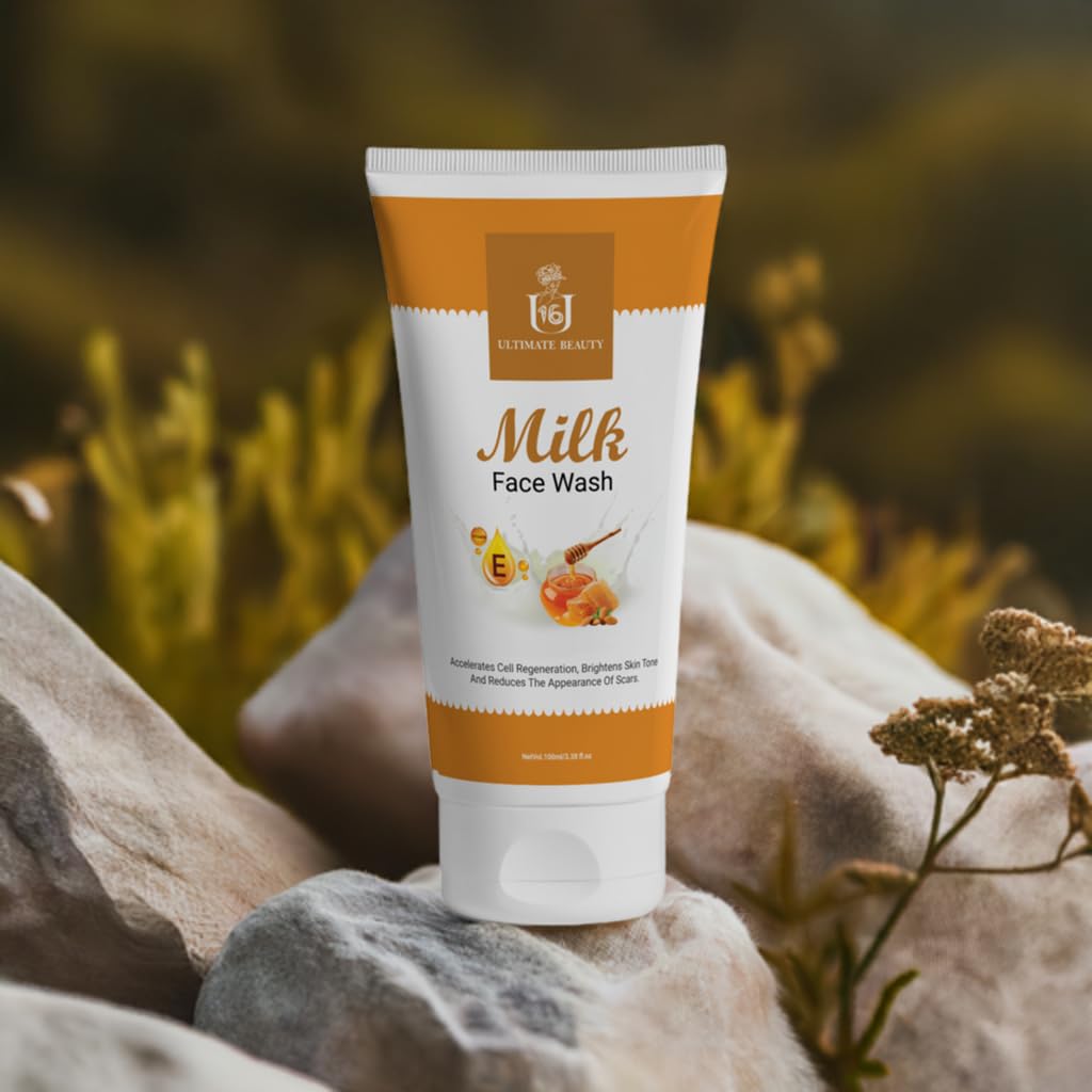 U16 Milk Face Wash 100ml - Gentle Cleanser for Soft, Smooth Skin with Almond, Honey & Vitamin E | Deep Nourishment for Dry & Oily Skin | Perfect for Morning & Night Skincare Routine