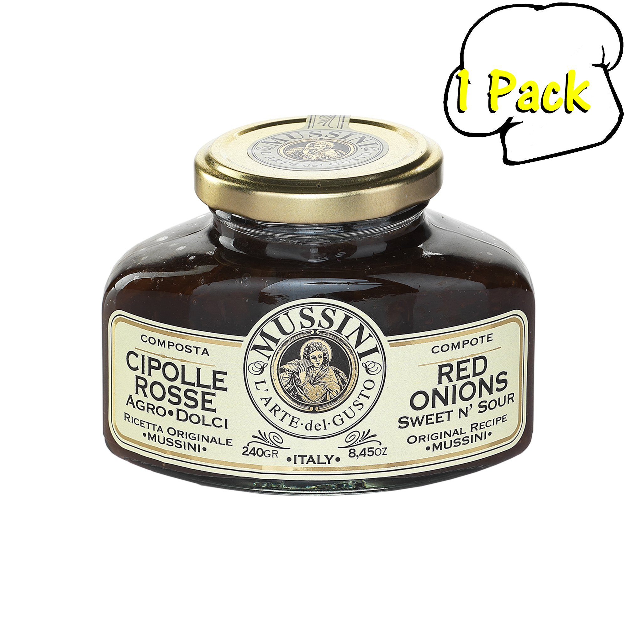 Mussini Red Onion & Balsamic Vinegar Compote - 8.8oz Gourmet Italian Condiment for Salads, Cheese Boards & Charcuterie
