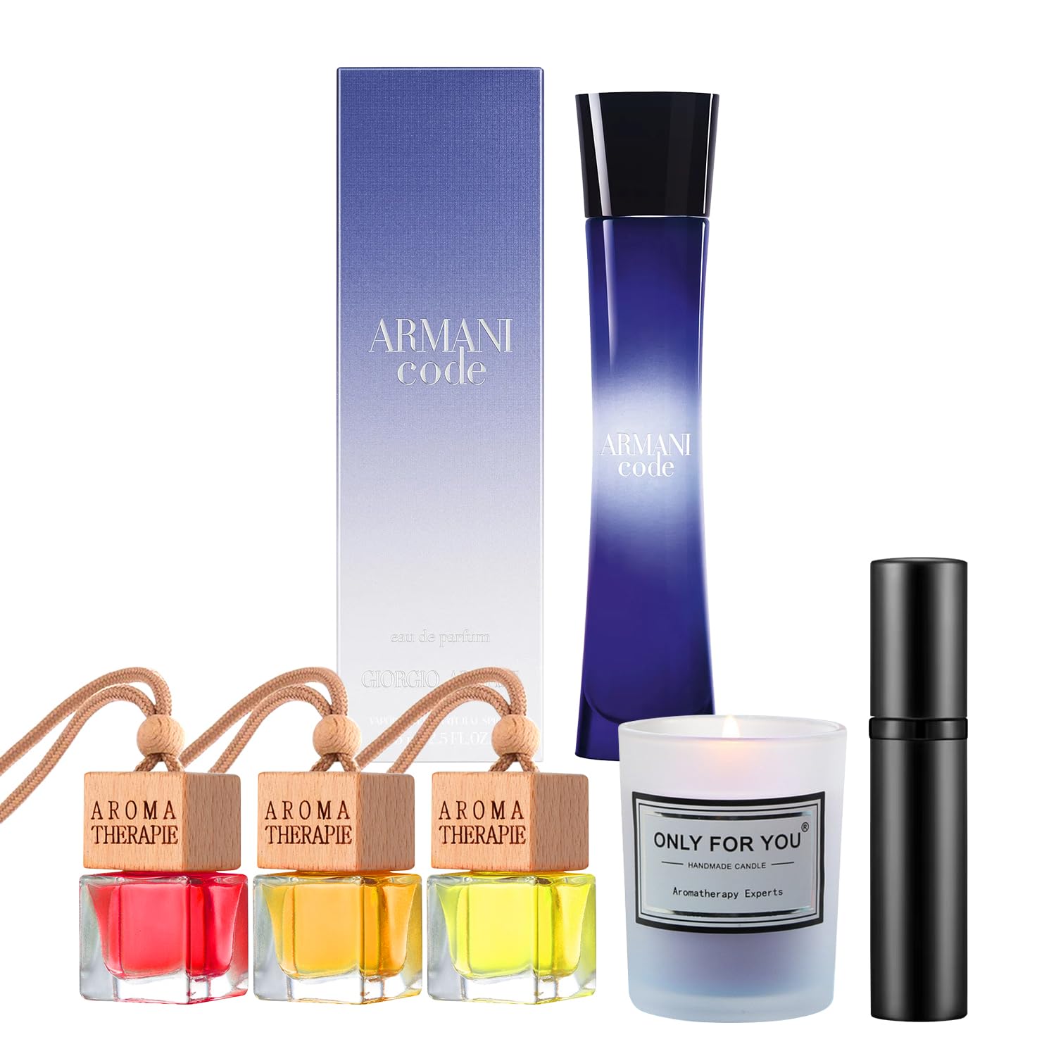 Luxury Women's Perfume Gift Set - 2.5 oz EDP with Lavender Soy Candle, 3 Car Air Fresheners & Travel Atomizer | Perfect for Birthday, Anniversary & Mother's Day Gifts | Home, Office & Car Fragrance Solution