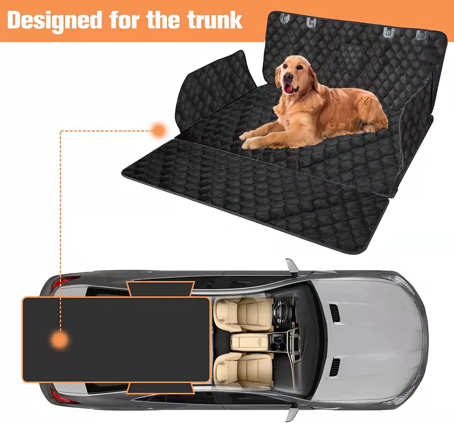 Waterproof PETICON Cargo Liner & Dog Car Seat Cover with Mesh Window & Bumper Flap Protection - Durable Pet Back Seat Protector for Cars, SUVs, Trucks | Perfect for Travel, Camping & Daily Pet Transportation