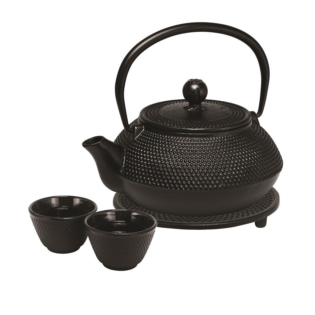 Avanti Hobnail Teapot Set 800ml - Elegant Black Ceramic Teapot with Infuser, Perfect for Loose Leaf Tea, Coffee & Herbal Brewing - Ideal for Home, Office & Gift Giving