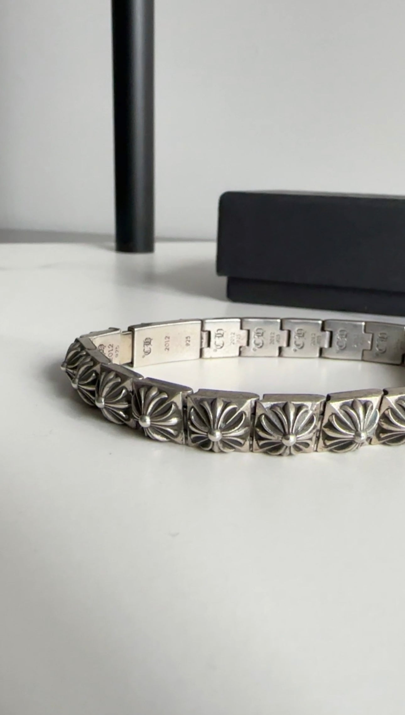 Chrome Hearts Sterling Silver Pyramid Cross Link Bracelet for Men & Women - Gothic Punk Jewelry for Everyday Wear & Special Occasions