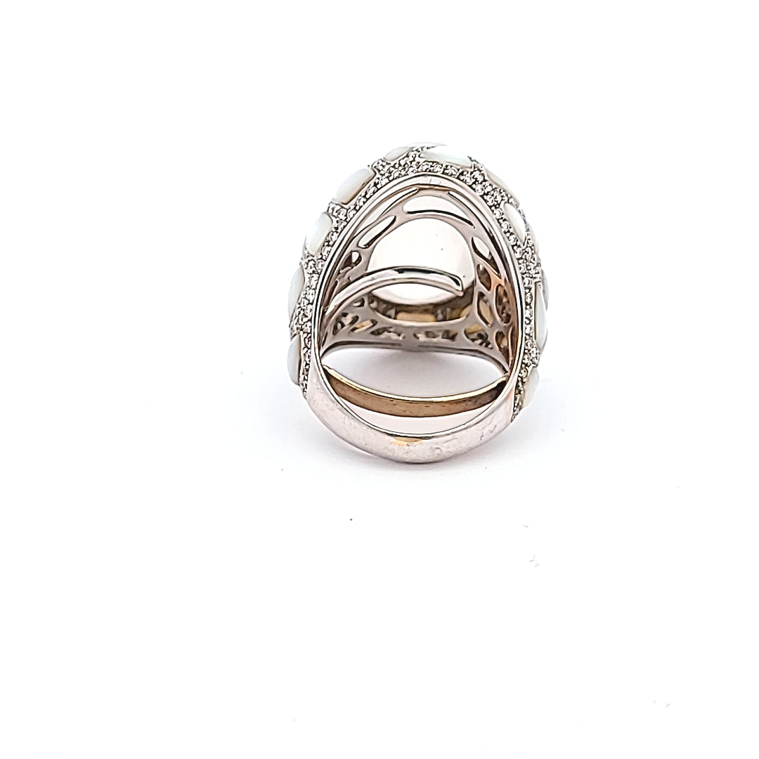 0.80 Carat Round Brilliant H SI1 Diamond 18K White Gold Cocktail Ring for Women - Elegant Wedding, Engagement & Anniversary Jewelry Gift