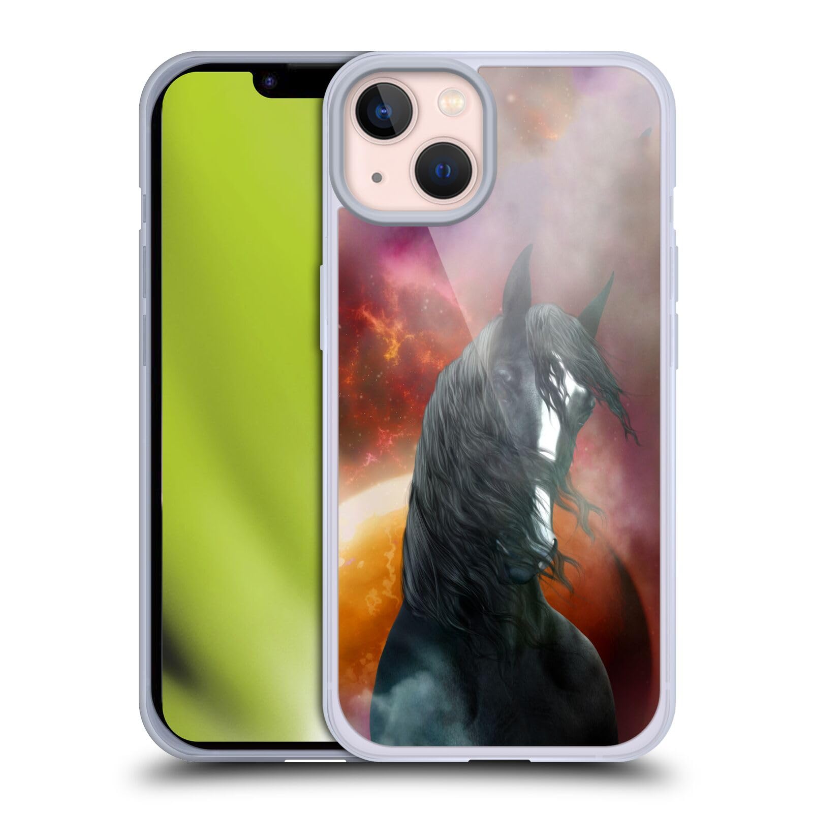 Officially Licensed Simone Gatterwe Fantasy Shire Horses Soft Gel Phone Case for Apple iPhone 13 - Cute Protective Cover for Everyday Use, Work & Travel