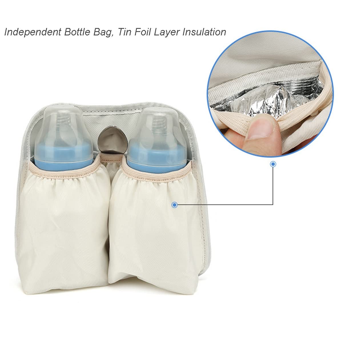 RETENA Diaper Backpack with USB Port & Insulated Pockets - Large Baby Bag for Moms (Beige) - Perfect for Travel & Outings