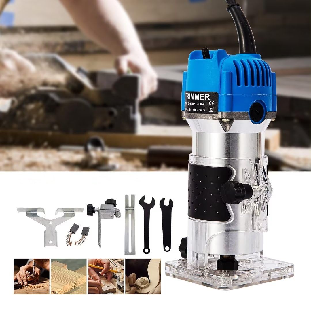 **Professional 800W Electric Wood Router Tool - 30000 RPM, 1/4
