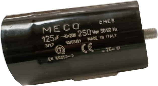 CME5 80uF 250VAC Motor Start Capacitor, 80-96uF 50/60Hz with Double Faston Terminals & M8 Stud - D38x85mm Plastic Case - Ideal for HVAC, Compressors, and Industrial Motors