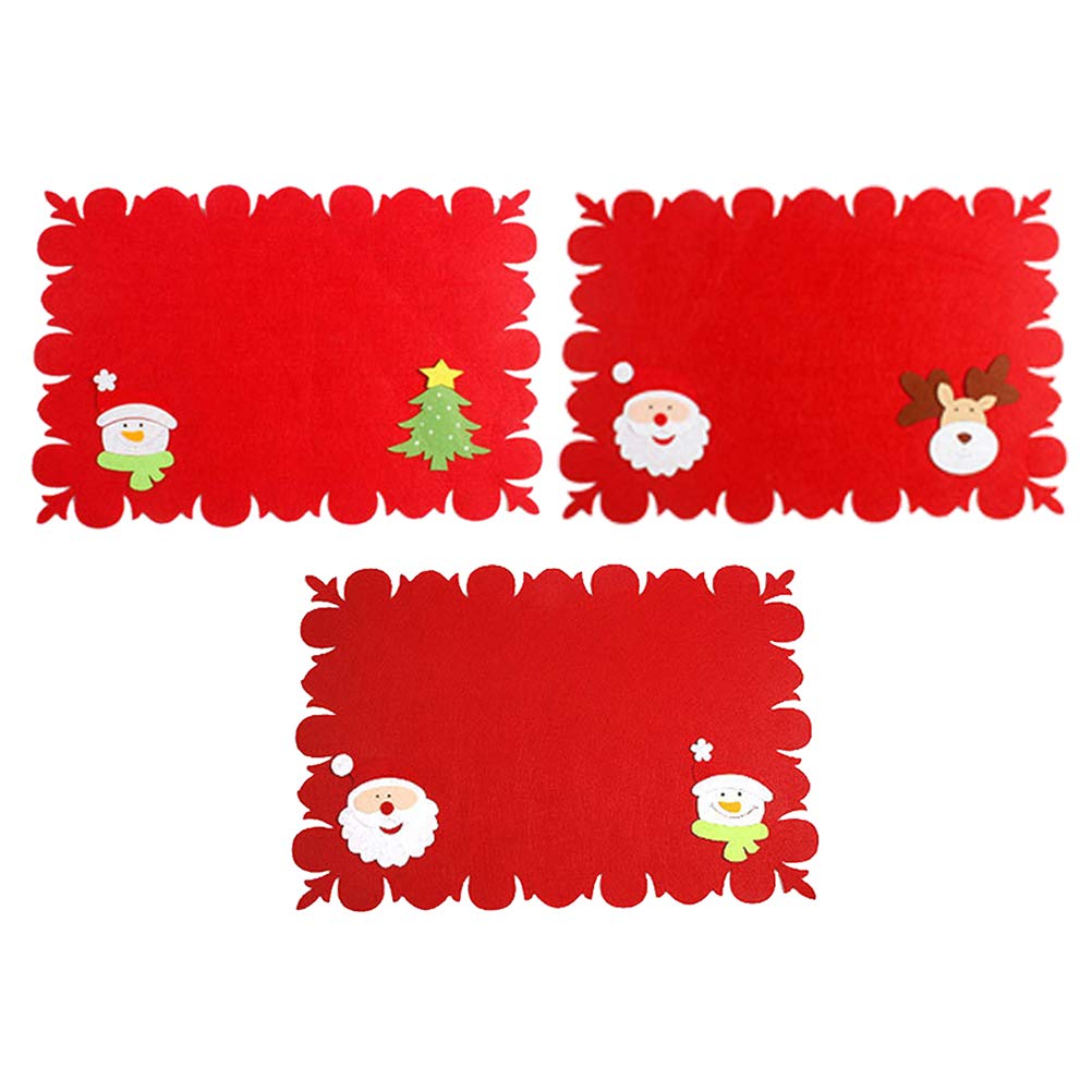 PRETYZOOM 3-Piece Christmas Themed Non-Woven Table Mats Set - Elegant Fork Design Holiday Placemats for Christmas Dinner Party Decorations & Home Dining Table Setting