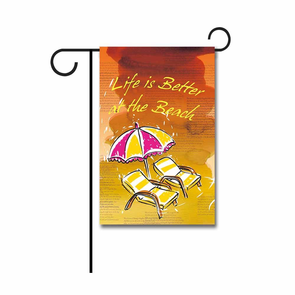 Life is Better at The Beach - Garden Flag, Umbrella, and Beach Chair Set - 12.5