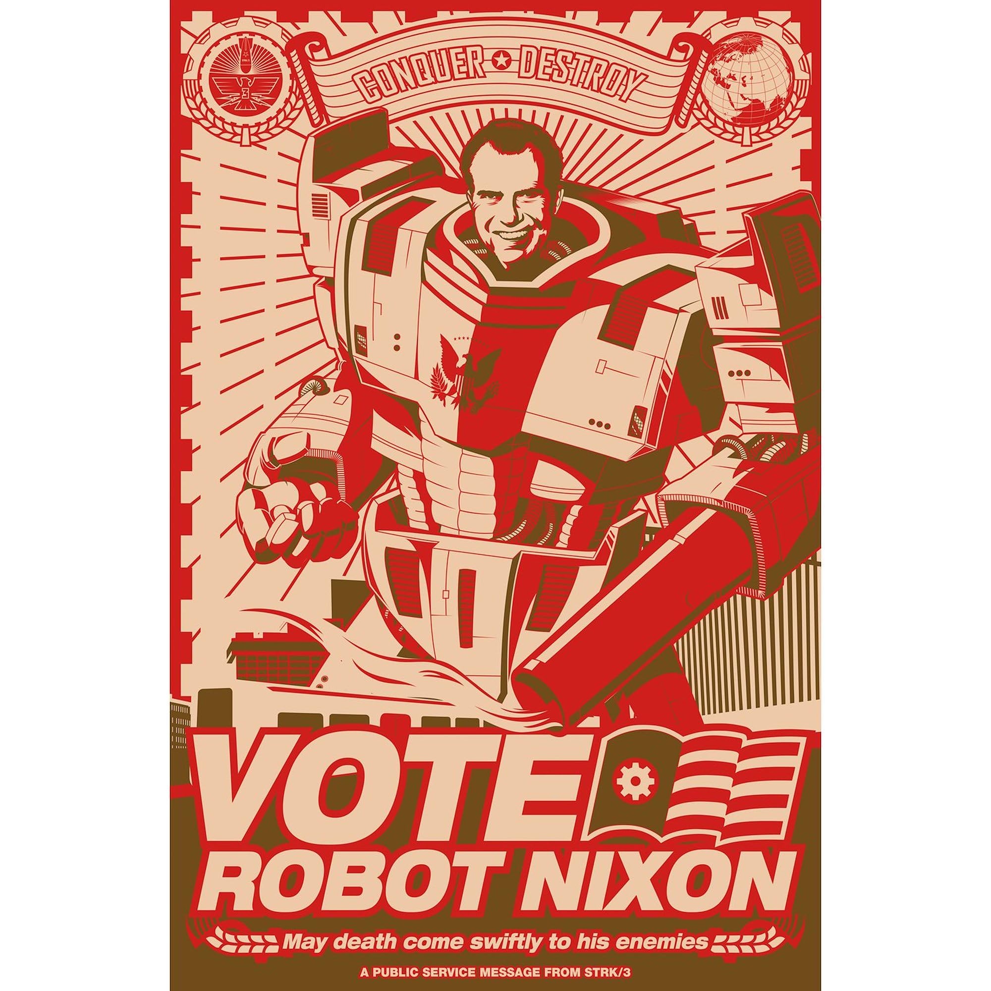 All Hail Robot Nixon Oval Car Bumper Sticker - Funny Political Decal for Cars, Laptops & Water Bottles - Perfect for Sci-Fi Fans & Futurama Lovers