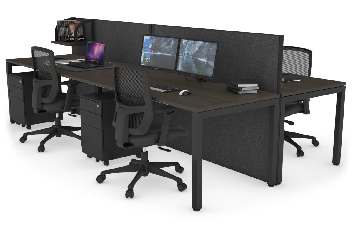 Horizon Quadro 4-Person Office Workstation Bench with Square Legs - 1200L x 800W Dimensions, Cable Management Scallop - Perfect for Collaborative Workspaces, Conference Rooms & Open Office Layouts