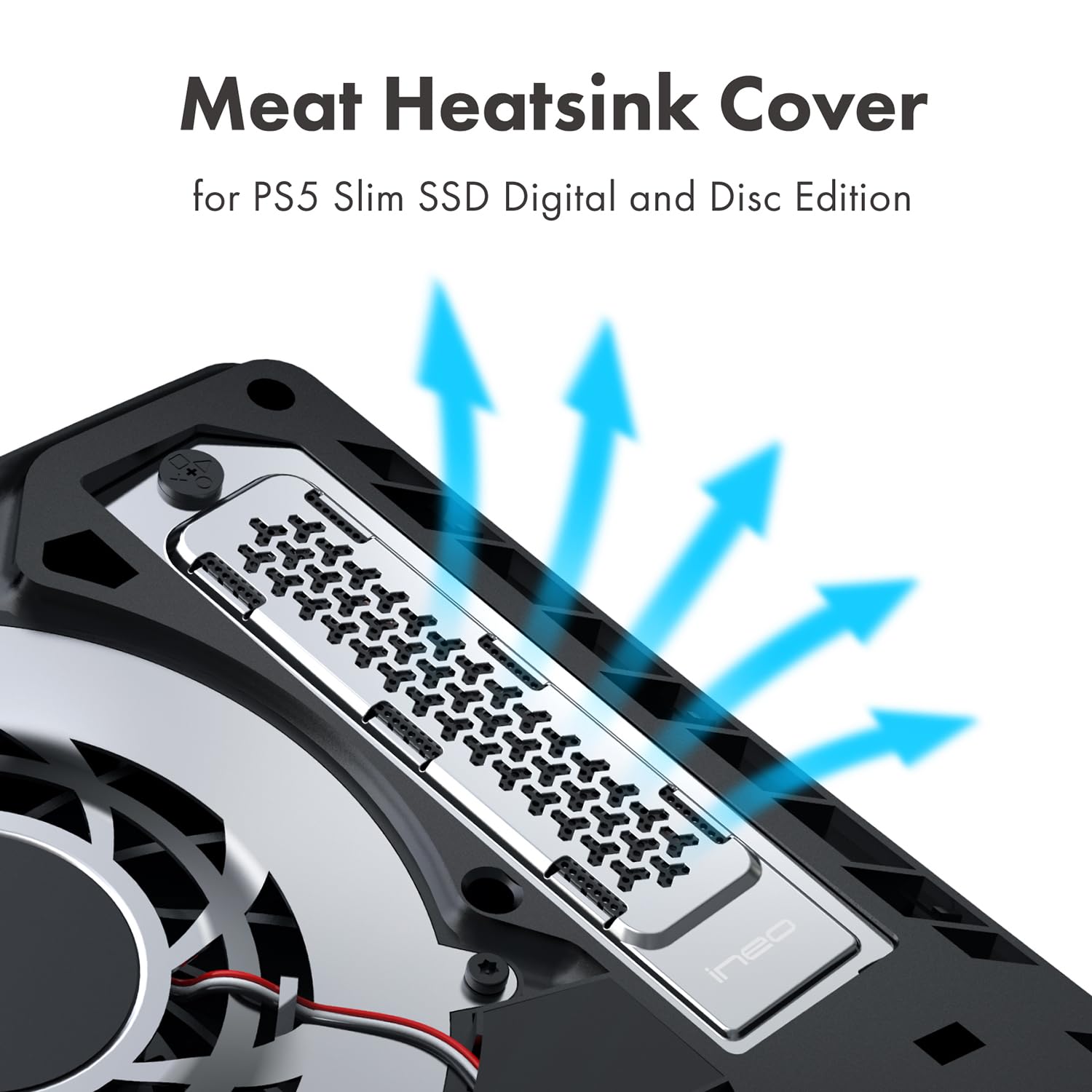 ineo PS5 M.2 SSD Heat Dissipation Cover - Silver | Compatible with PS5 Slim & PS5 Pro | Cooling Solution for Extended Gaming Sessions