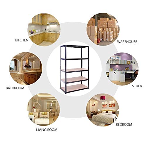 5-Tier Heavy Duty Metal Storage Shelves - Adjustable Steel Shelving Unit for Garage, Workshop & Home Organization (180x90x40cm) - Perfect for Storing Tools, Supplies & Household Items
