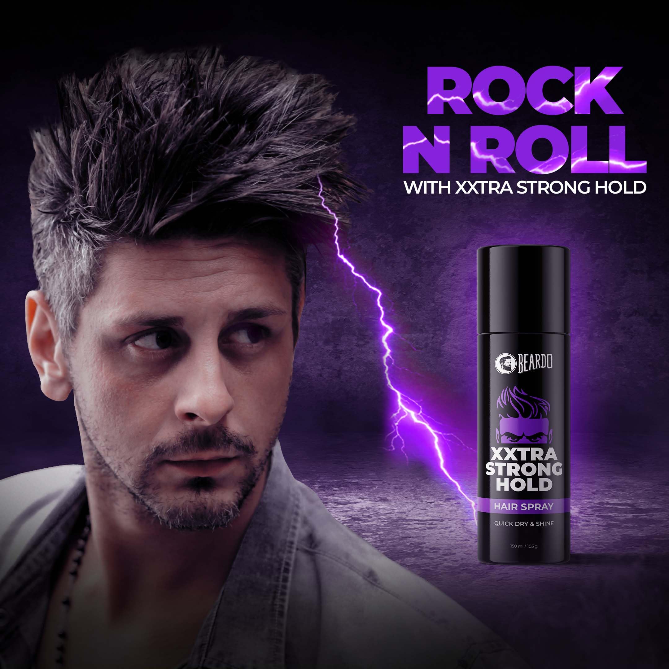 Beardo Xxtra Strong Hold Hair Spray for Men - 150ml/105g | Lightweight, Non-Sticky Extreme Hold Styling Spray | Perfect for All-Day Hairstyles, Weddings & Professional Looks