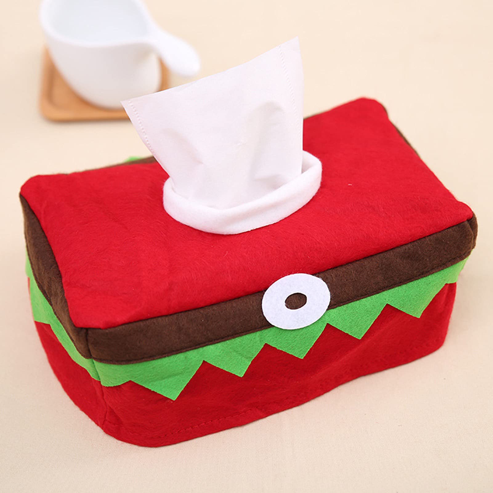 Christmas Tissue Box Cover - Foldable Elf Ornamental Tissue Box Holder for Holiday Home Decor (Red) | Perfect for Living Room, Bedroom & Christmas Party Decorations