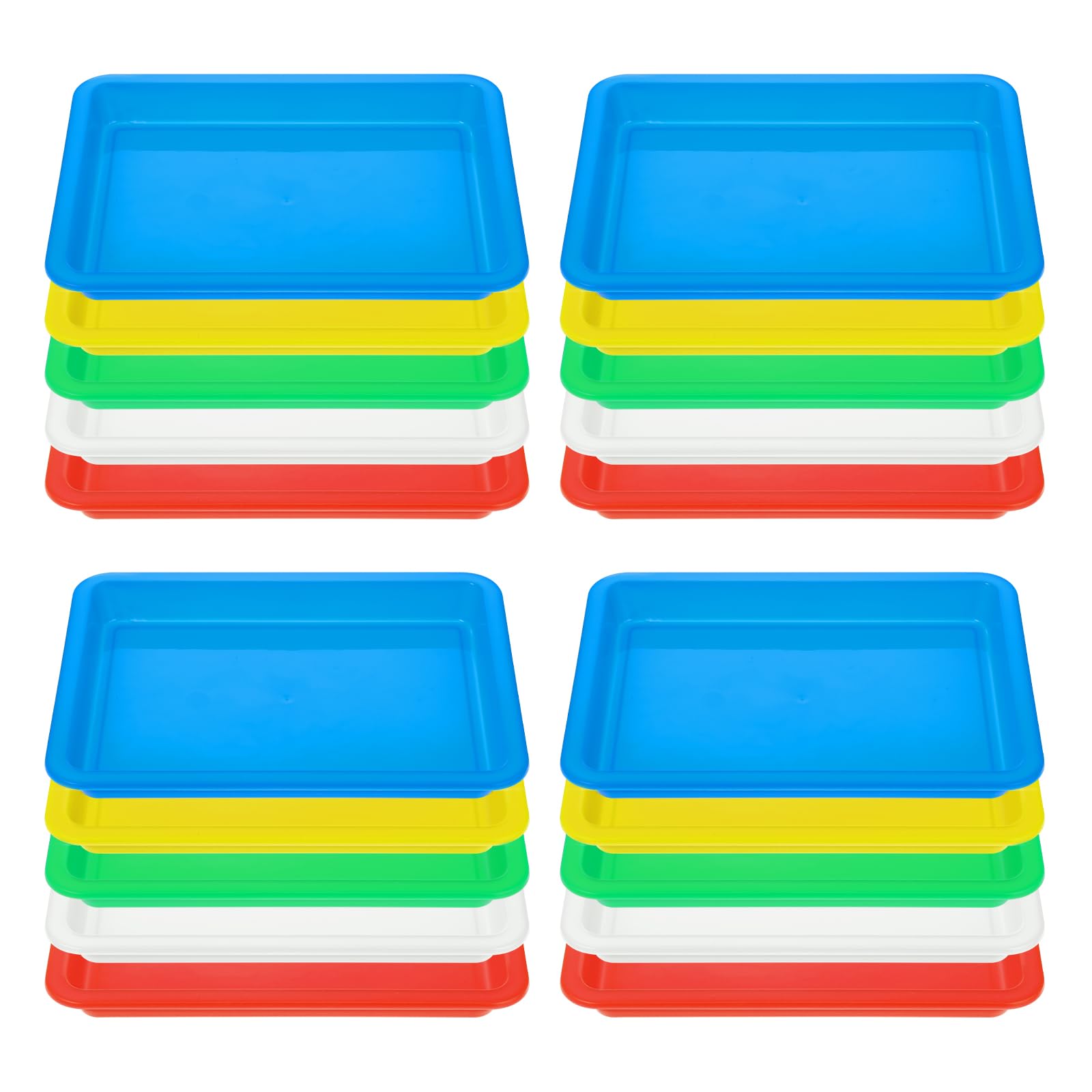 20 Pack Stackable Plastic Art Trays - 5 Color Sensory Activity Trays for Kids DIY, Bead Painting, Sand Play & Crafts (9.65