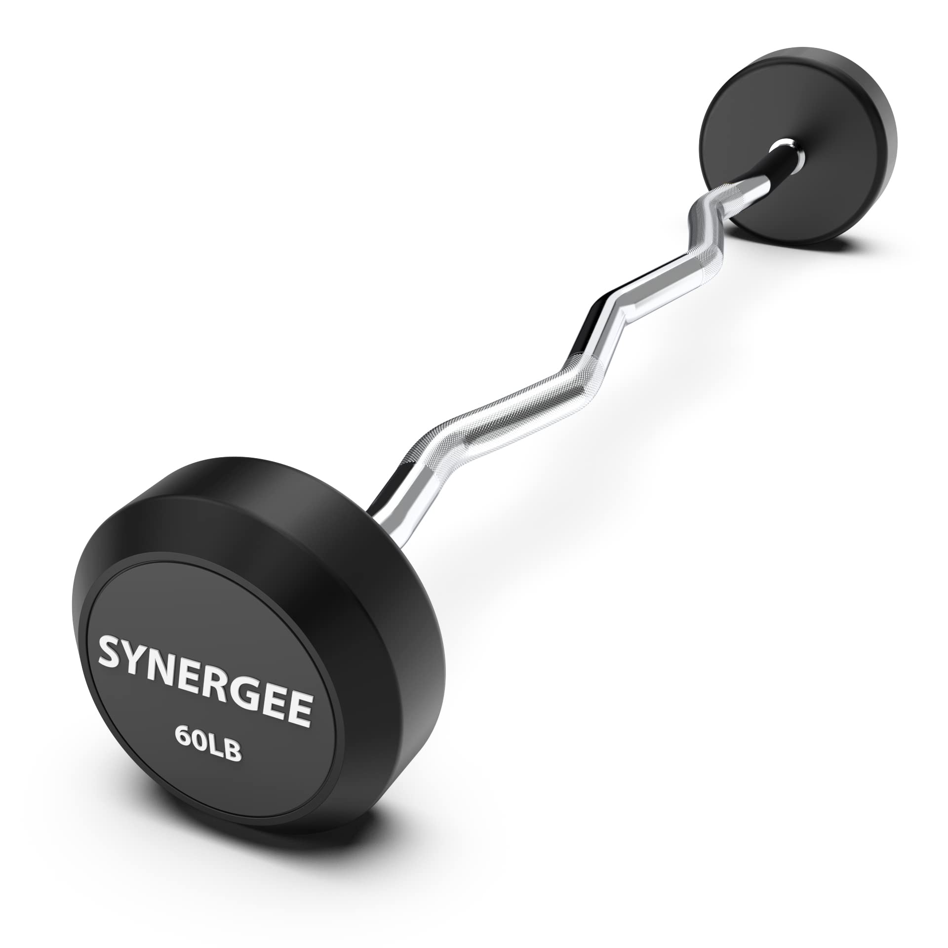 Synergee Fixed Easy Curl Bar - 15LB Pre-Weighted Curved Steel Barbell with Rubber Coated Weights for Home Gym, Strength Training & Arm Workouts - Perfect for Bicep Curls, Triceps Exercises & Full-Body Workouts