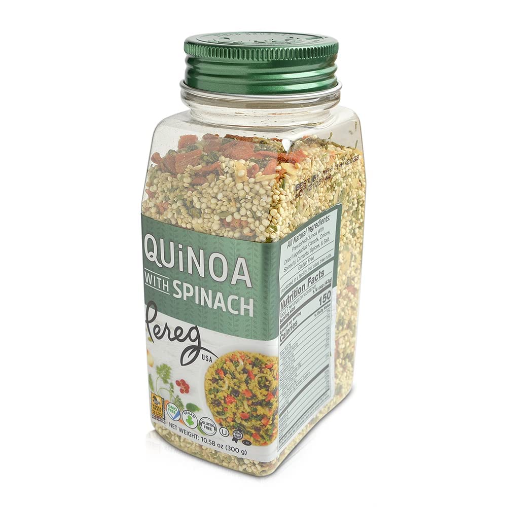 Organic Quinoa Spinach Mix - 10.58 Oz (6-Pack) | Gluten-Free, Vegan, Non-GMO, Kosher Certified Superfood | High Protein Whole Grain for Weight Loss | Perfect for Healthy Side Dishes, Quick Meals & Meal Prep