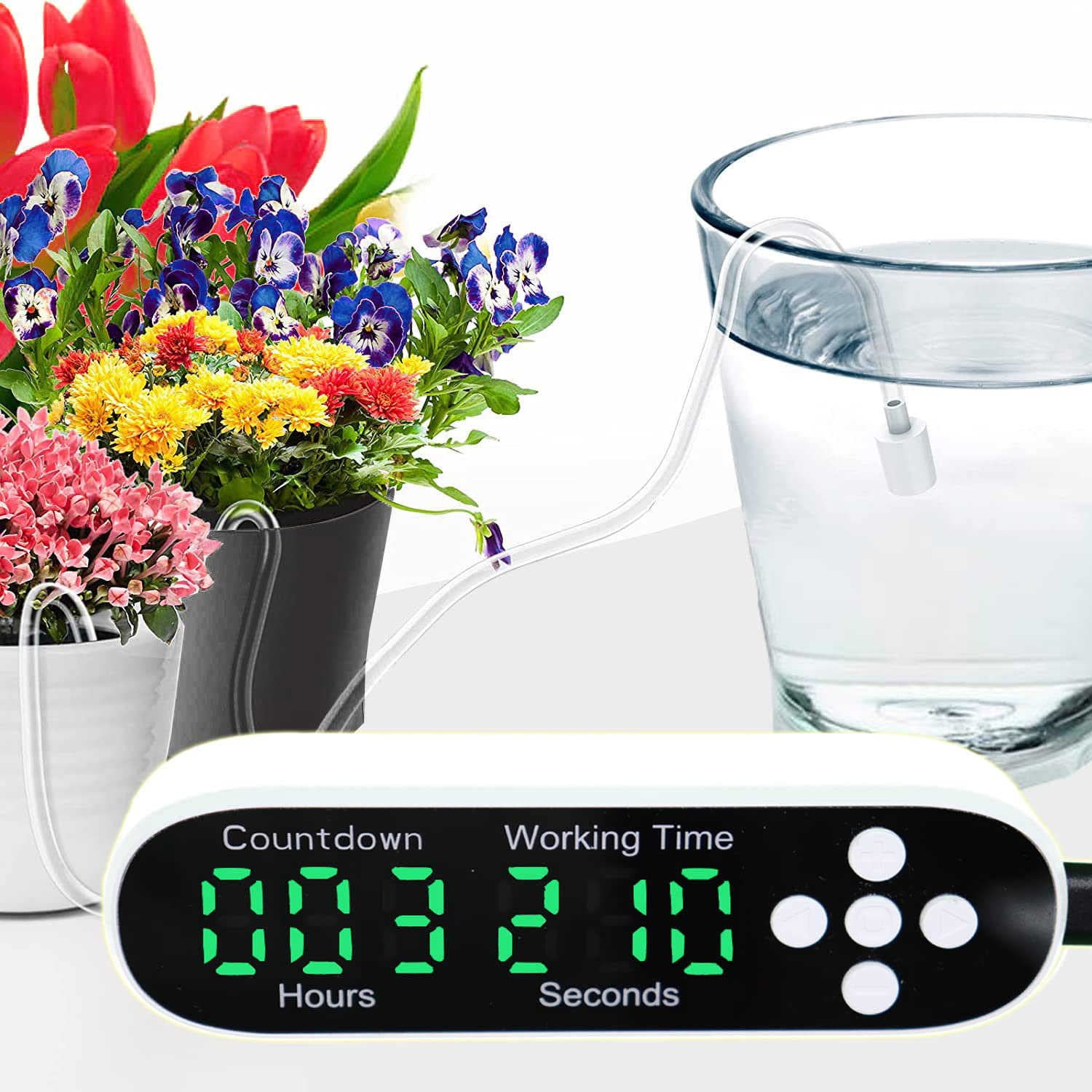Automatic Plant Waterer with Timer - Smart Drip Irrigation System for Potted Plants, Programmable Watering Device with LED Display & Speaker - Perfect for Vacation Plant Care, Indoor/Outdoor Gardening