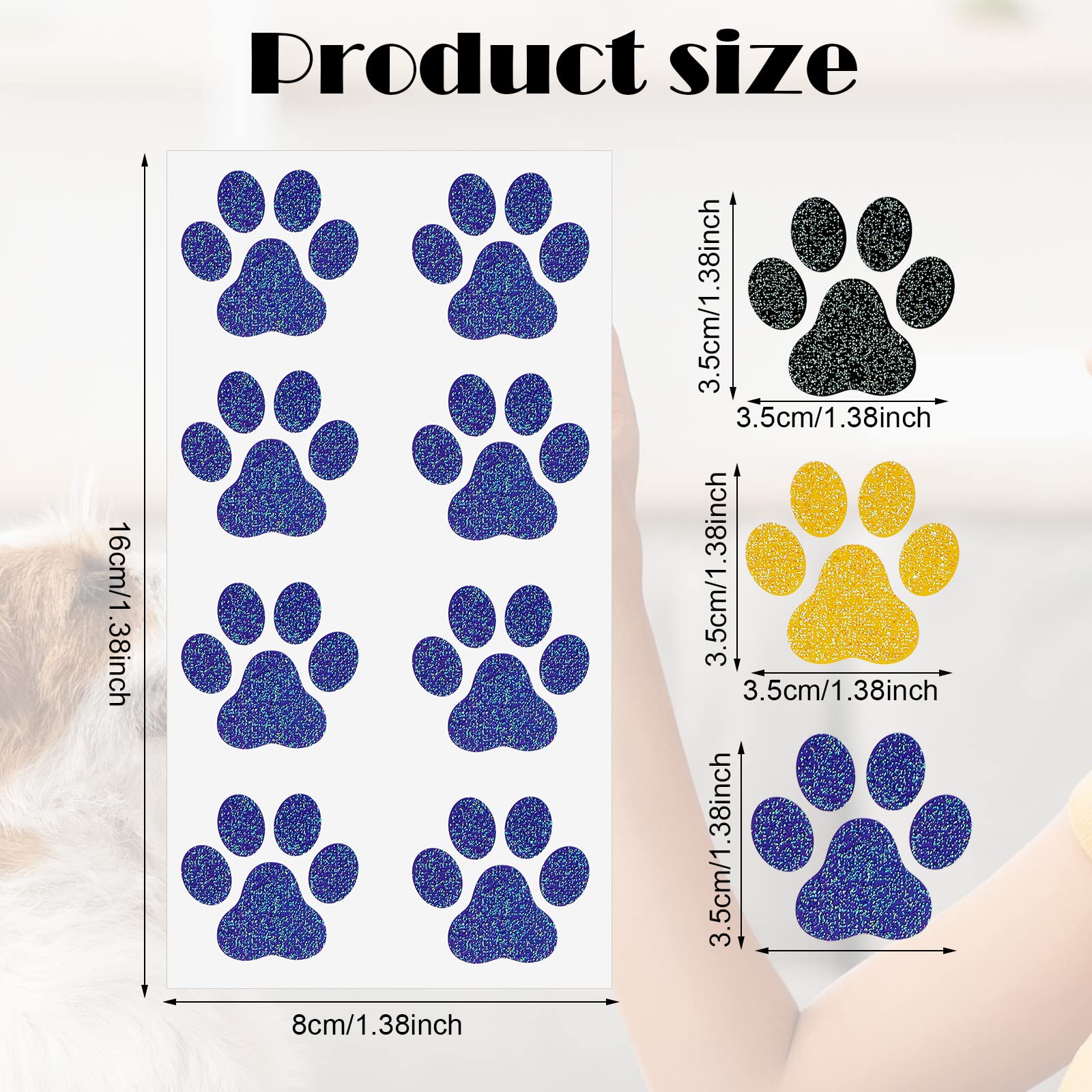 20 Sheets 240 Pcs Dog Paw Glitter Temporary Tattoos - Waterproof Body Stickers for Women & Girls - Face, Arm, Leg Decoration - Perfect for Parties, Halloween, Festivals & Pet Lovers