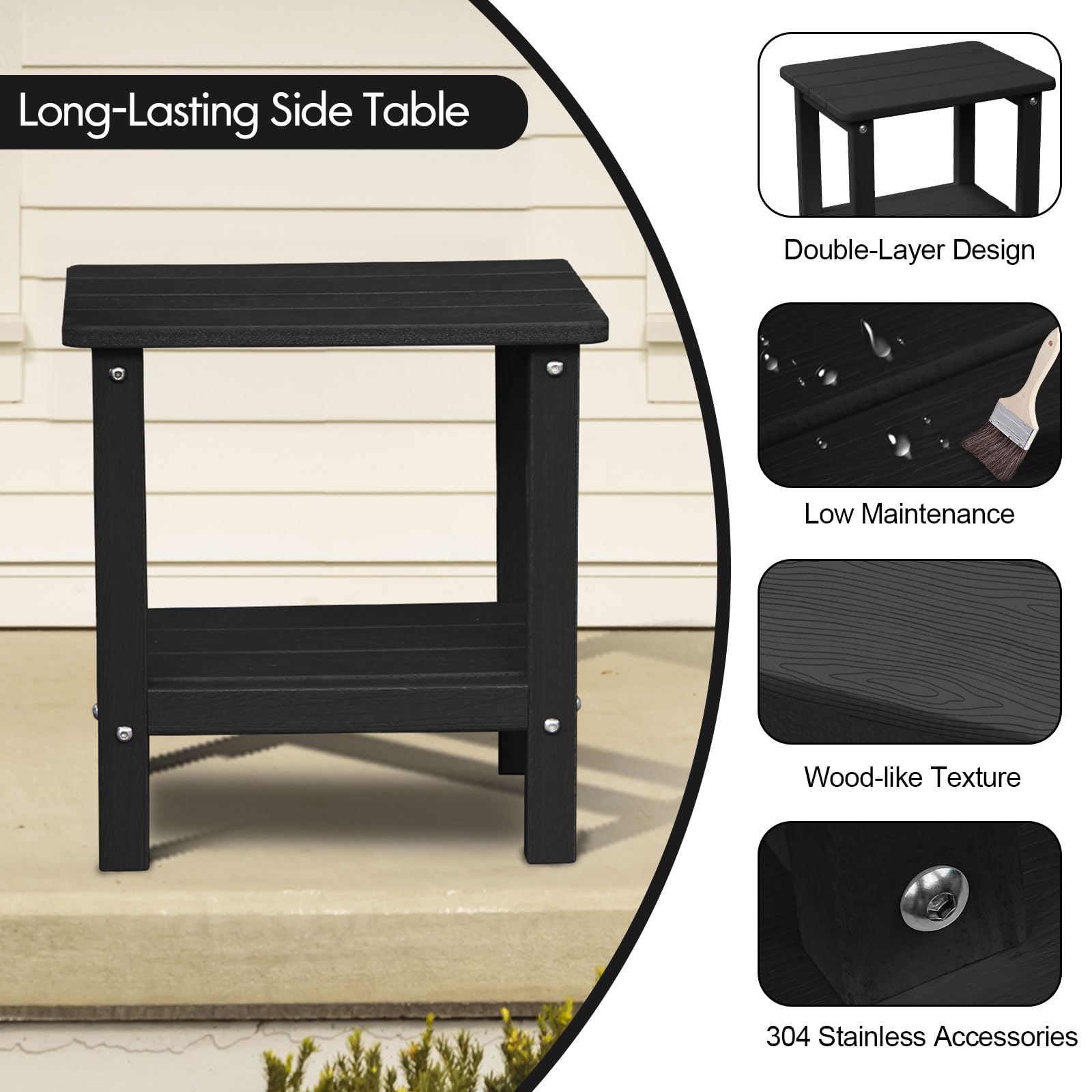 **Folding Adirondack Chair with Side Table - All-Weather Resistant Outdoor Patio Furniture for Backyard, Fire Pit, Garden & Poolside Relaxation**
