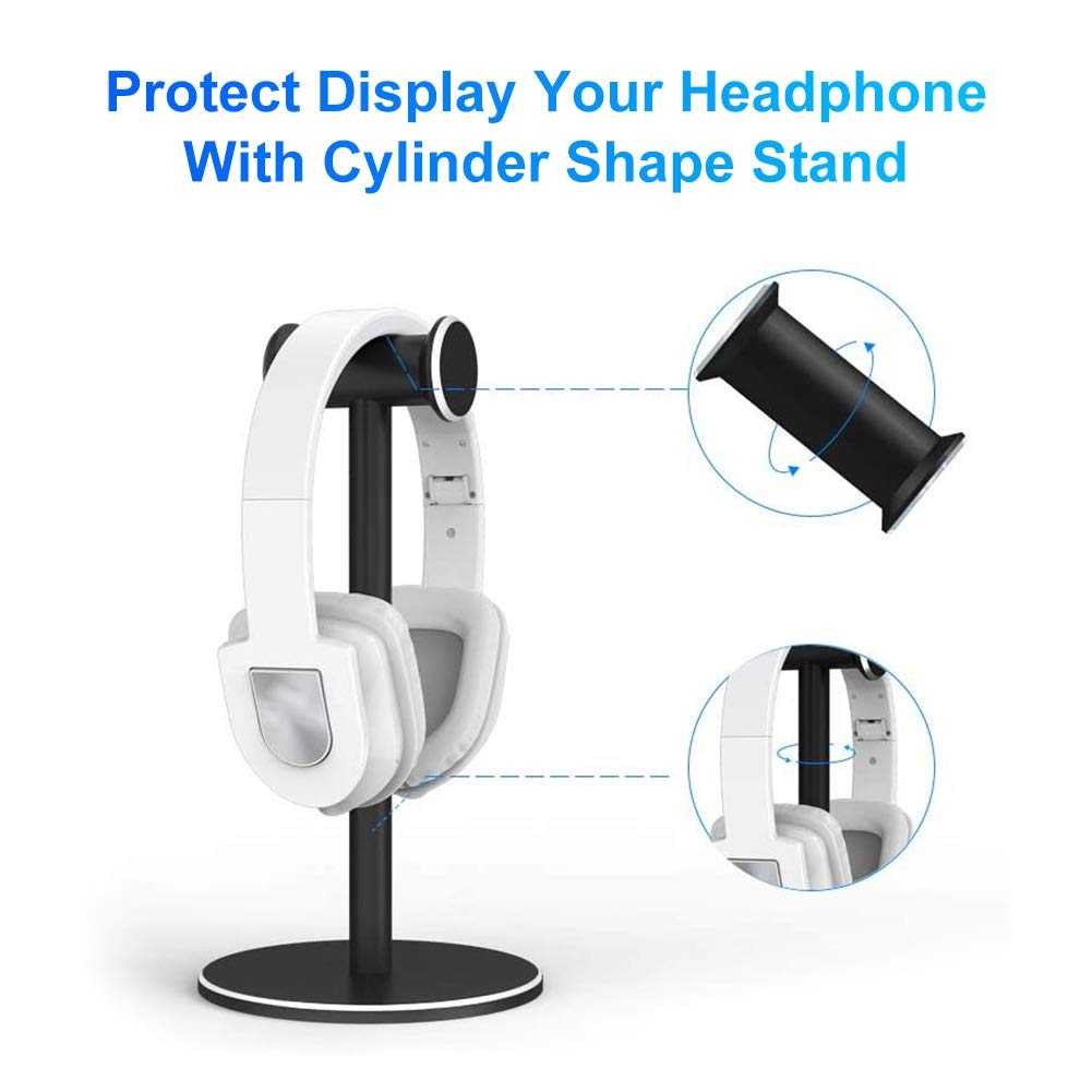 Premium Aluminum Alloy Headphone Stand - Universal Anti-Slip Headset Holder & Storage Rack for Gaming, Office, and Home Use (Black)