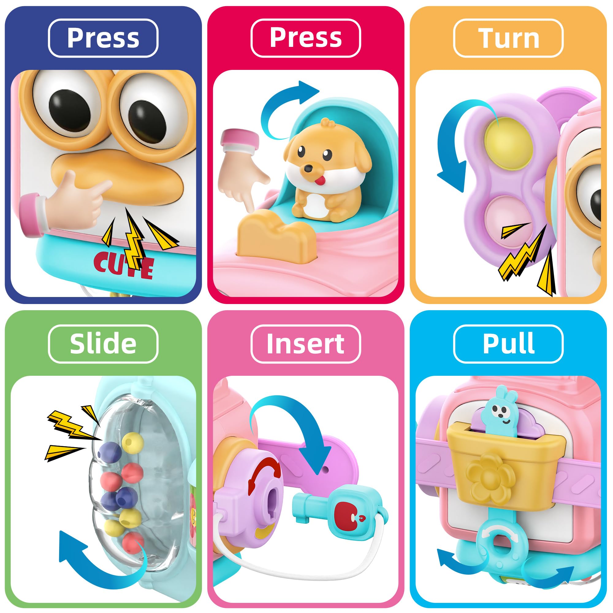 Montessori Busy Board for Toddlers 1-3 Years - Sensory Learning Toys for 1 Year Old Boys & Girls - Best Birthday Gift & Travel Activity Toy for 12-36 Month Old Babies - Perfect for Airplane, Car Rides & Early Childhood Development