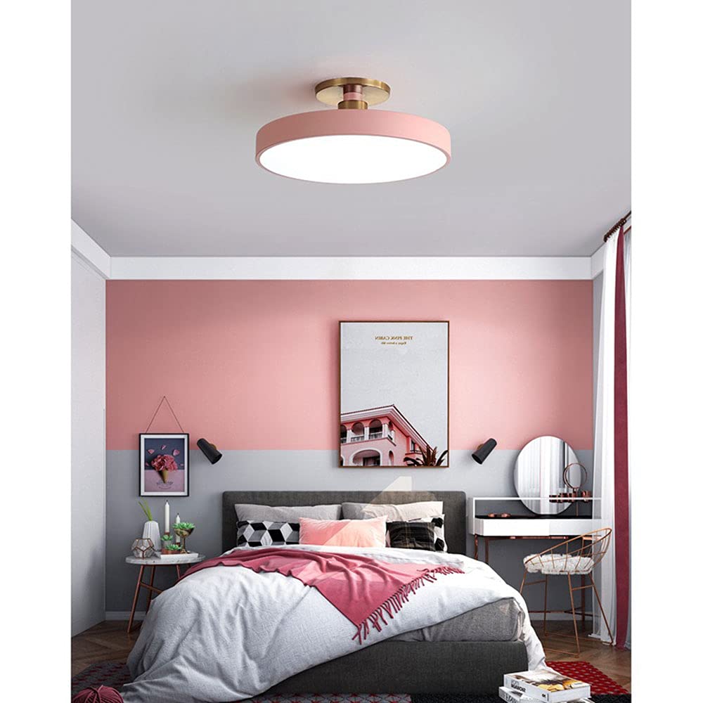 Nordic LED Ceiling Light - 16 Inch Round Ultra-Thin Flush Mount Fixture with Remote Control, Dimmable Warm Yellow Light for Bedroom, Living Room & Kitchen | Modern Minimalist Home Lighting Design