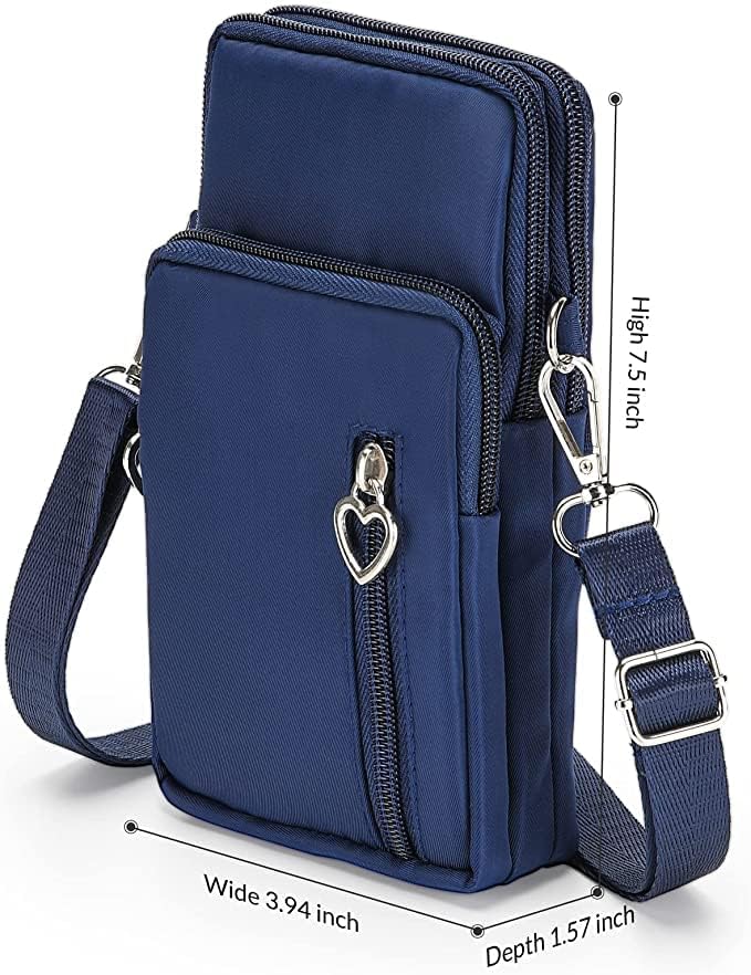 Women's Crossbody Cell Phone Purse - Sporty Wristband Armband Wallet Bag with Zipper - Nylon Handbags for Running, Gym, Travel & Everyday Use
