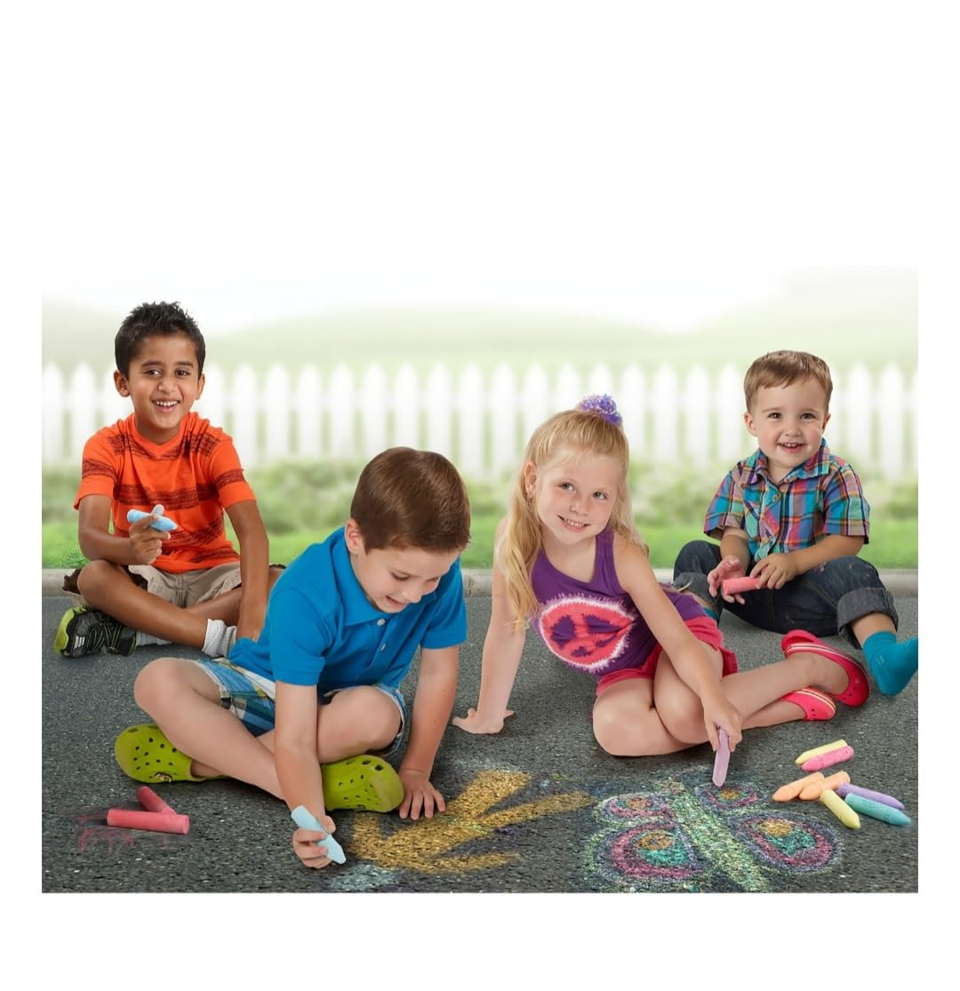 Cra-Z-Art Sidewalk Chalk - 32 Vibrant Colors Non-Toxic Outdoor Chalk for Kids - Perfect for Driveway Art, Playground Fun & Summer Activities