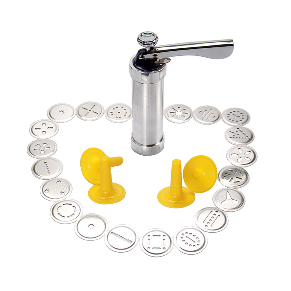 BESTonZON Cookie Press Gun Kit - 20 Stainless Steel Discs & 4 Icing Tips for Baking Decorating | Perfect for Christmas Cookies, Wedding Cakes, Birthday Parties & DIY Desserts