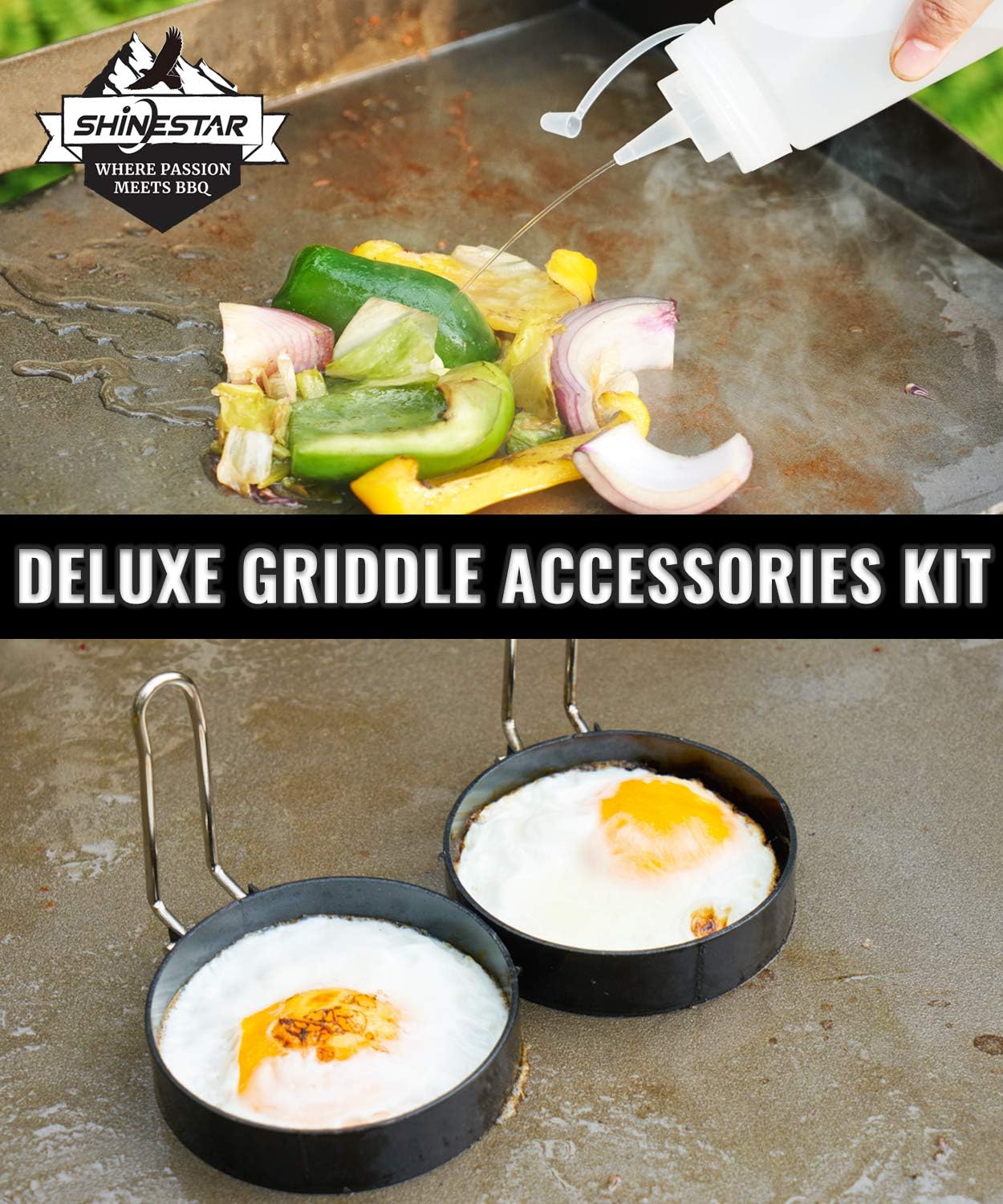 SHINESTAR Professional Griddle Accessories Kit for Blackstone Flat Top Grill - 12-Inch Melting Dome & 9-Piece Complete Set | Perfect for Outdoor Cooking, Camping, and Backyard BBQs