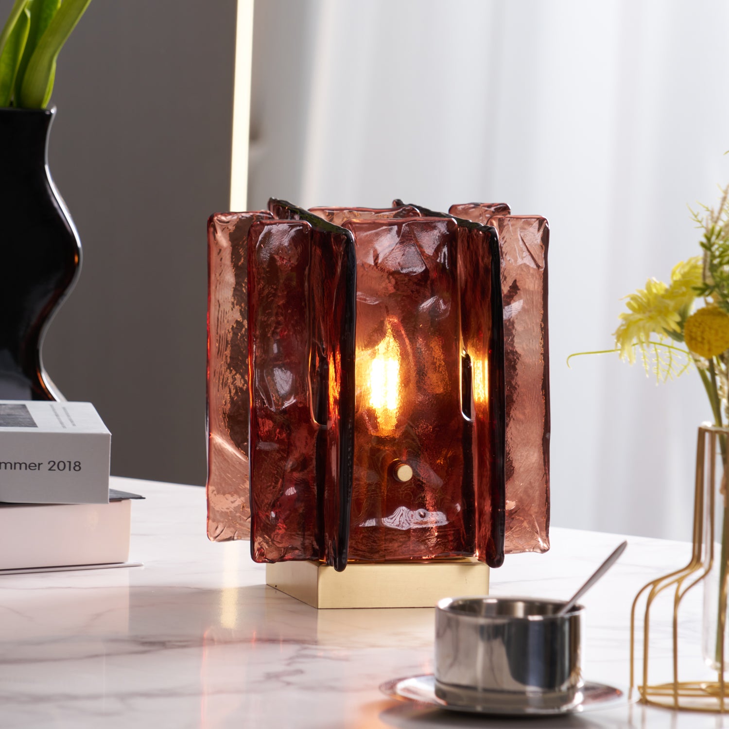 Amber Building Block Table Lamp - Creative DIY Night Light for Kids Bedroom, Study Desk & Home Decor - Perfect for Gift, Relaxation & Playtime