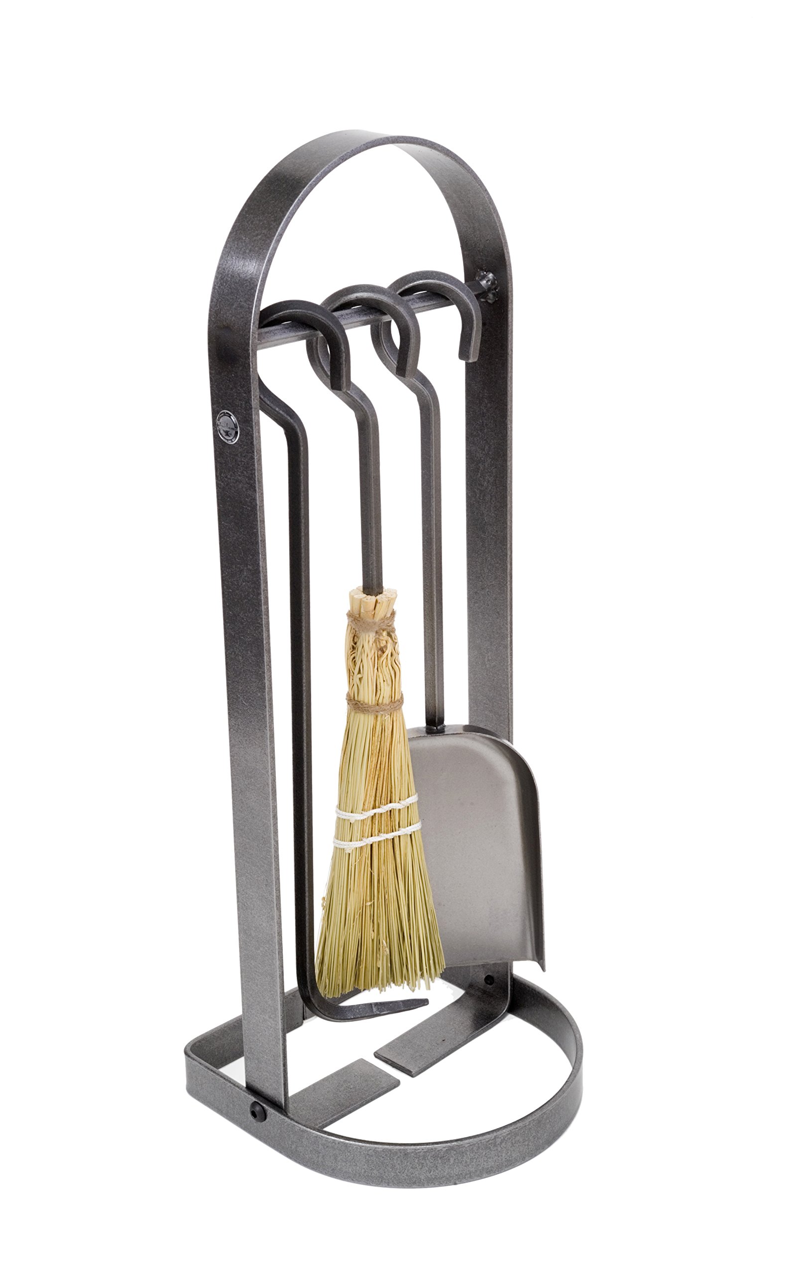 Enclume Hammered Steel Fireplace Tools Set - Fireplace Shovel, Log Poker & Broom - 14 lbs Heavy Duty Fireplace Accessories for Wood Stove, Fire Pit & Hearth Maintenance