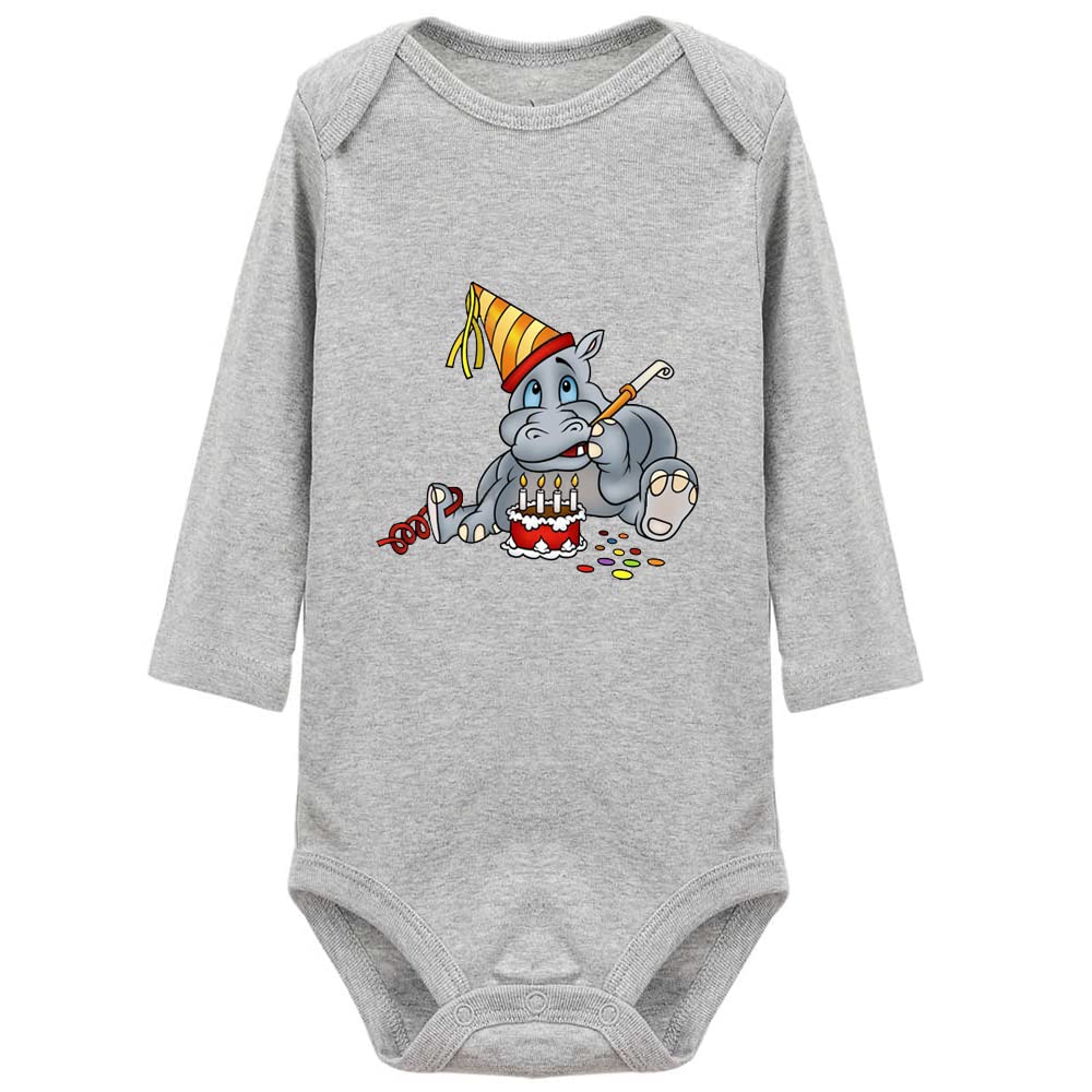 Happy Birthday Cute Hippo Baby Onesie - Funny Animal Pajamas for Boys & Girls - Perfect for Birthday Parties, Baby Showers & Photo Shoots