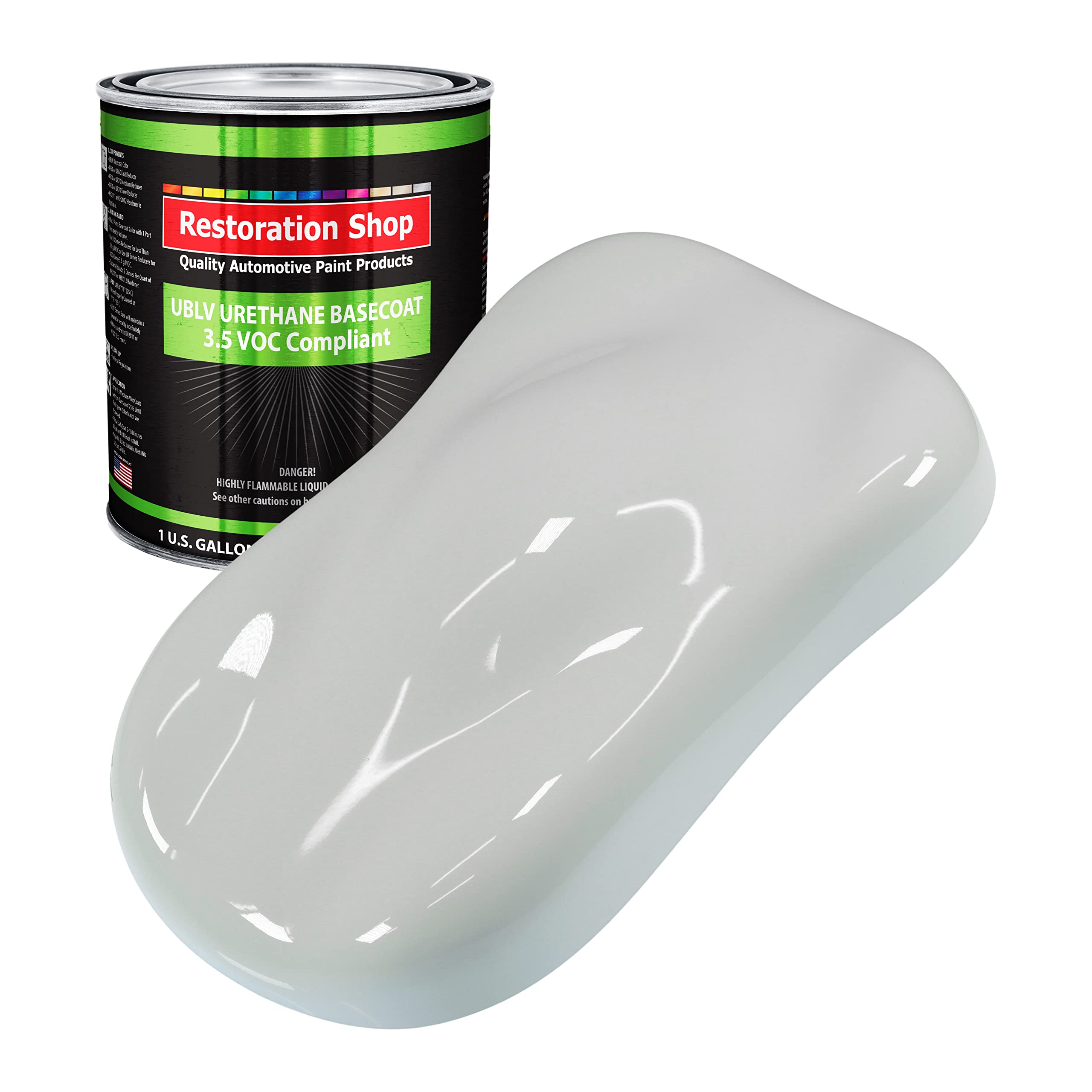 Restoration Shop - Classic White Low VOC Urethane Basecoat Auto Paint (1 Gallon) - Professional High Gloss Automotive Refinish Coating for Cars & Trucks - Perfect for DIY Restoration, Touch-Ups & Professional Auto Body Work