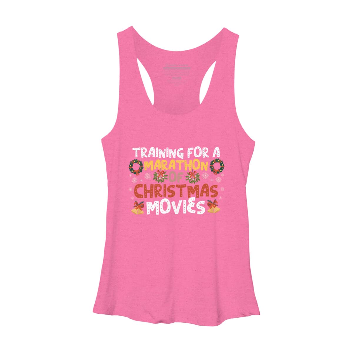 Design By Humans Women's Marathon Training & Christmas Movie Racerback Tank Top - Gym Workout & Holiday Lounge Wear