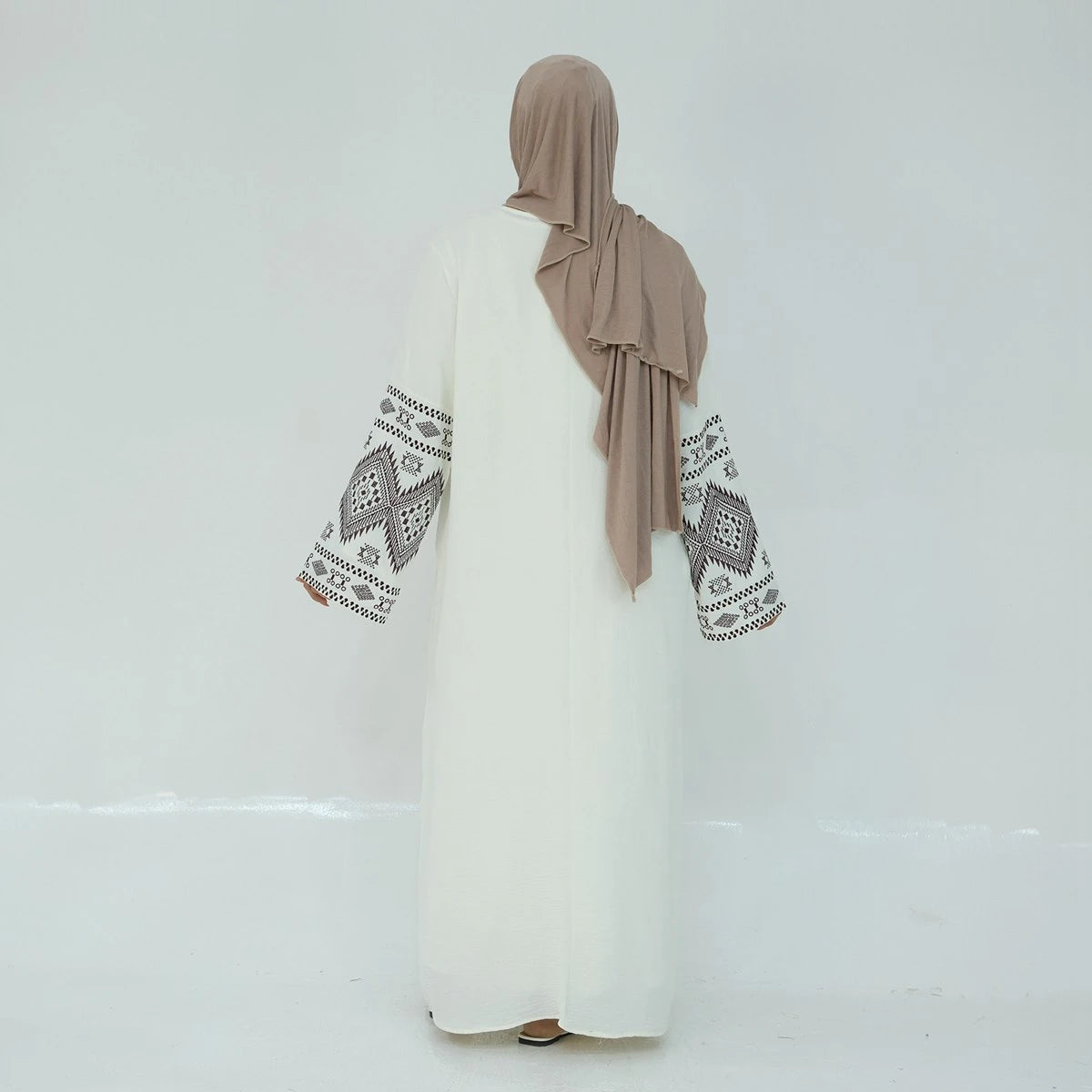 Elegant Embroidery Sleeve Abaya Dress #24877 - Modest Muslim Fashion for Prayer, Wedding & Special Occasions