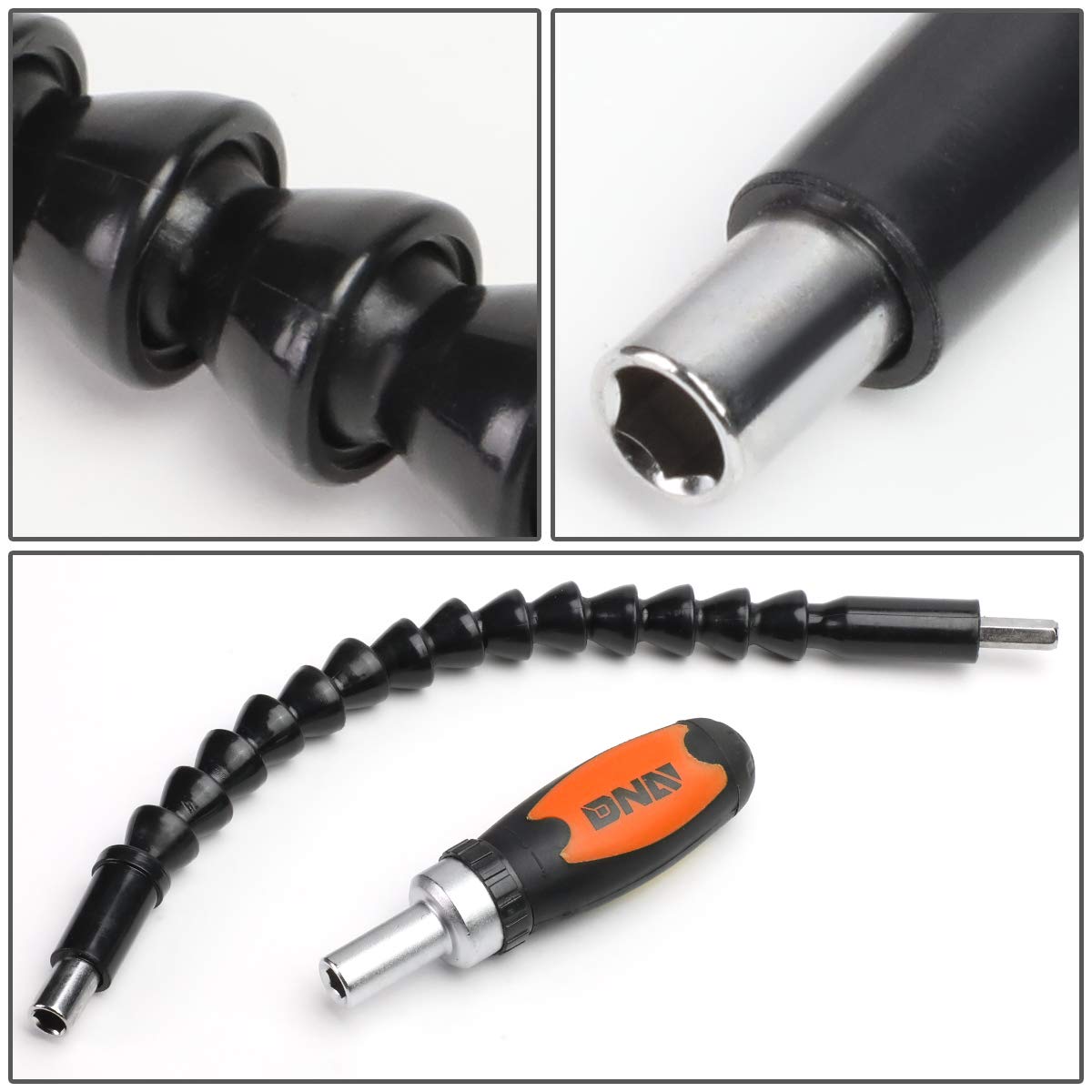 DNA Motoring TOOLS-00026 64-Piece Mechanic's Tool Set - Auto & Home Repair Kit with Screwdriver Bits, Ratchet, Wrench - Orange/Black Hand Tool Box for Car Maintenance, DIY Projects, and Household Fixes